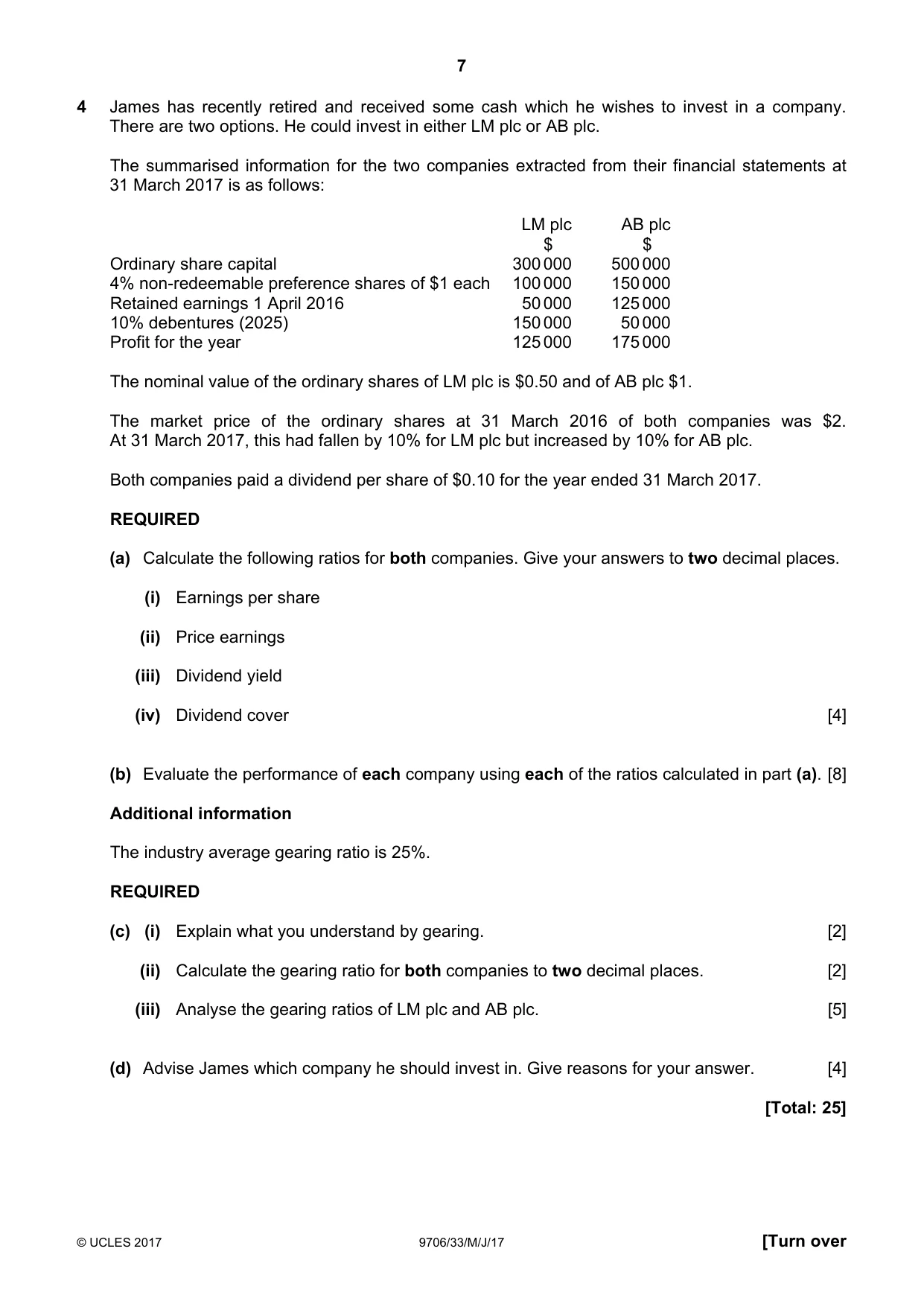 Cambridge A Level Accounting 9706 2017 May/June Paper 3 · Variant 3 question paper, page 7 of 12