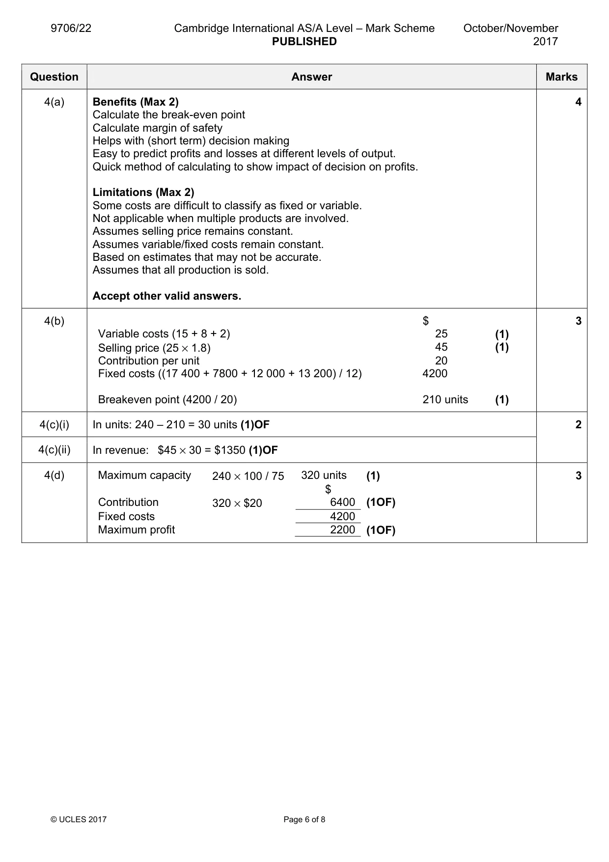 Mark scheme, page 6 of 8