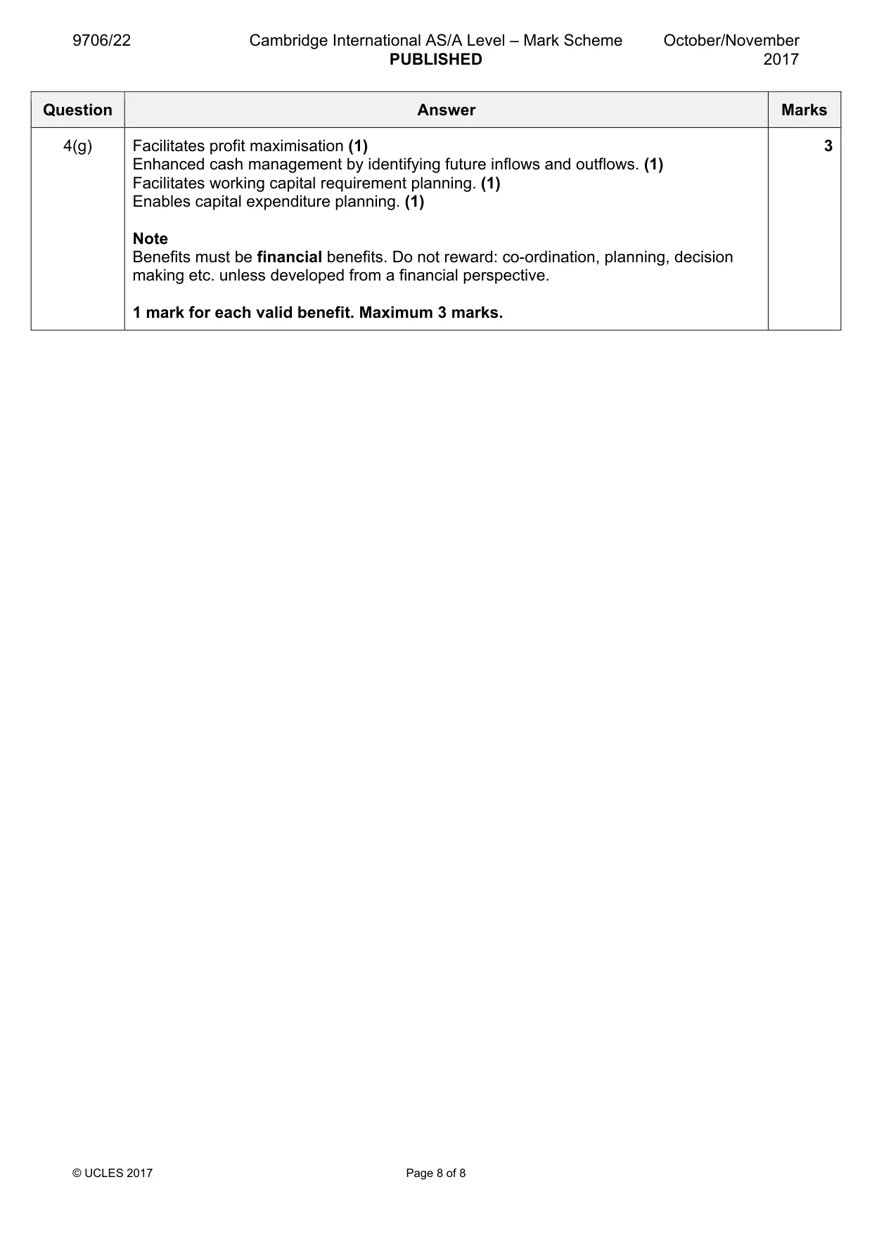 Mark scheme, page 8 of 8