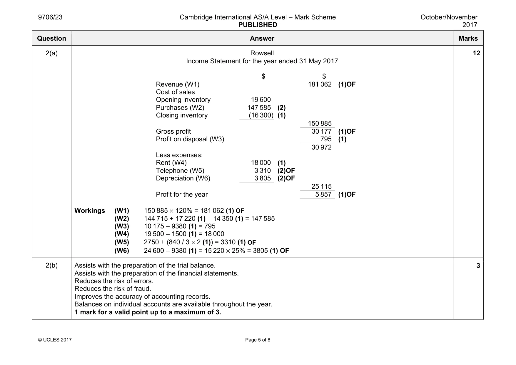 Mark scheme, page 5 of 8