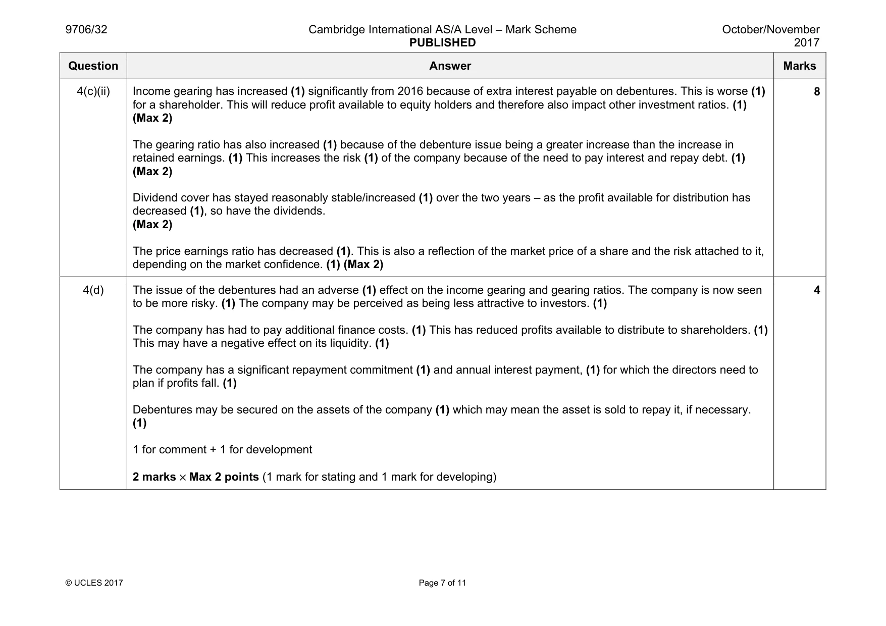 Mark scheme, page 7 of 11