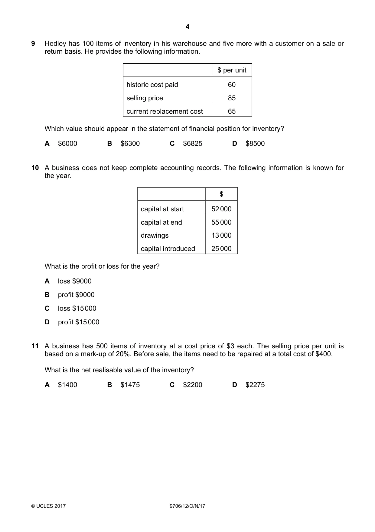 Cambridge A Level Accounting 9706 2017 Oct/Nov Paper 1 · Variant 2 question paper, page 4 of 12