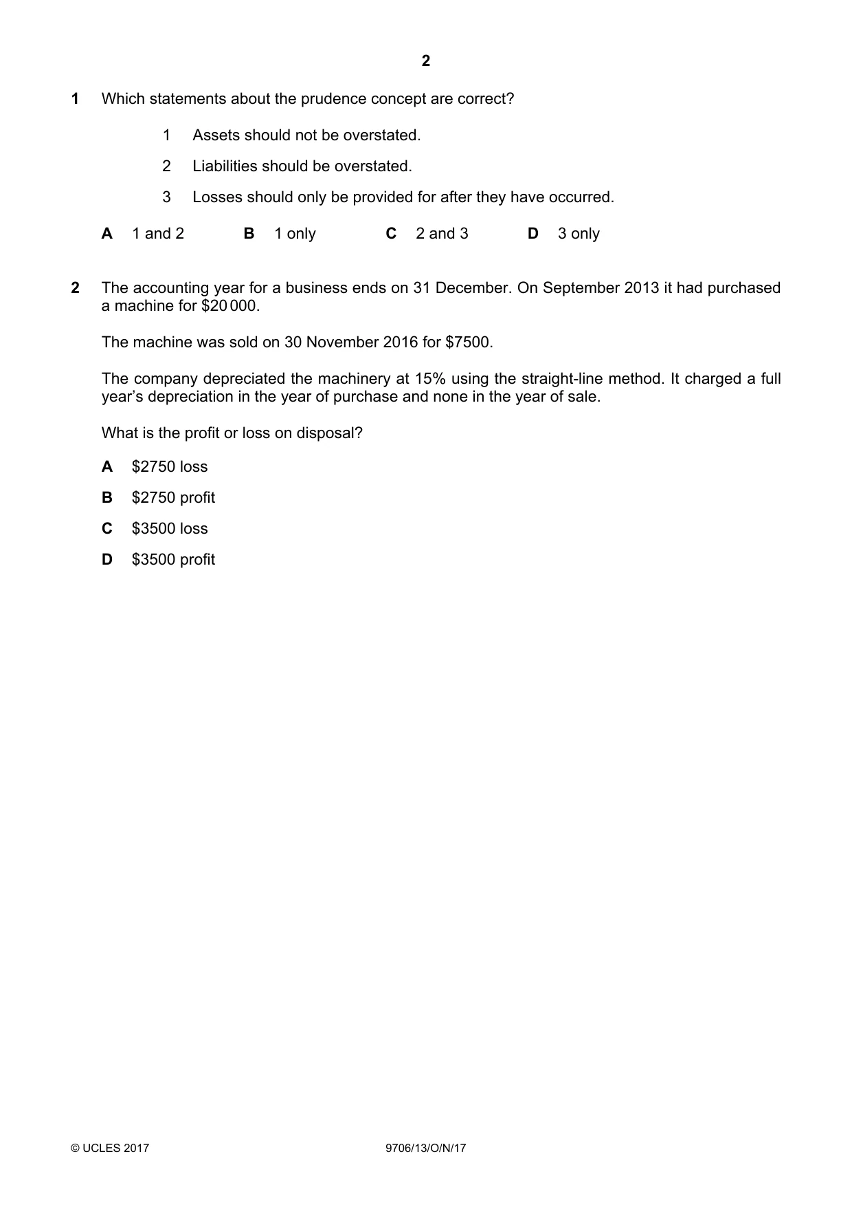 Cambridge A Level Accounting 9706 2017 Oct/Nov Paper 1 · Variant 3 question paper, page 2 of 12