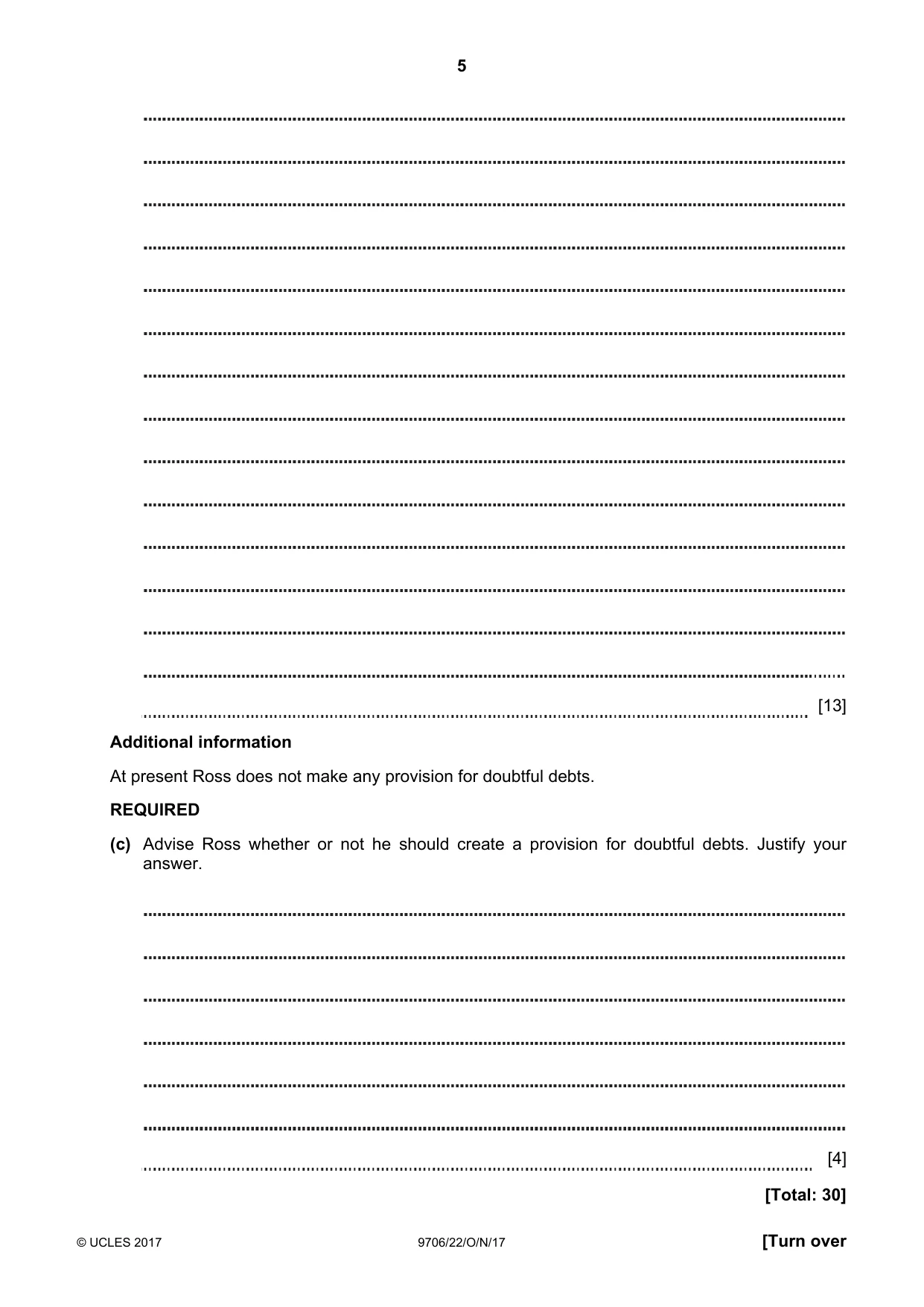 Cambridge A Level Accounting 9706 2017 Oct/Nov Paper 2 · Variant 2 question paper, page 5 of 16