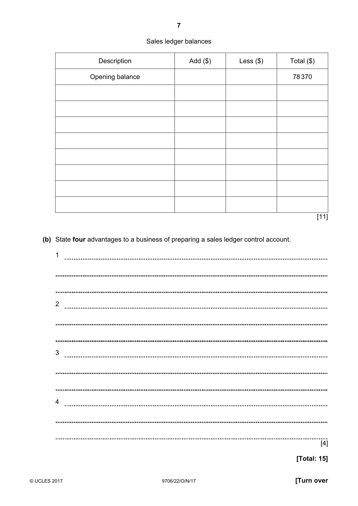 Cambridge A Level Accounting 9706 2017 Oct/Nov Paper 2 · Variant 2 question paper, page 7 of 16