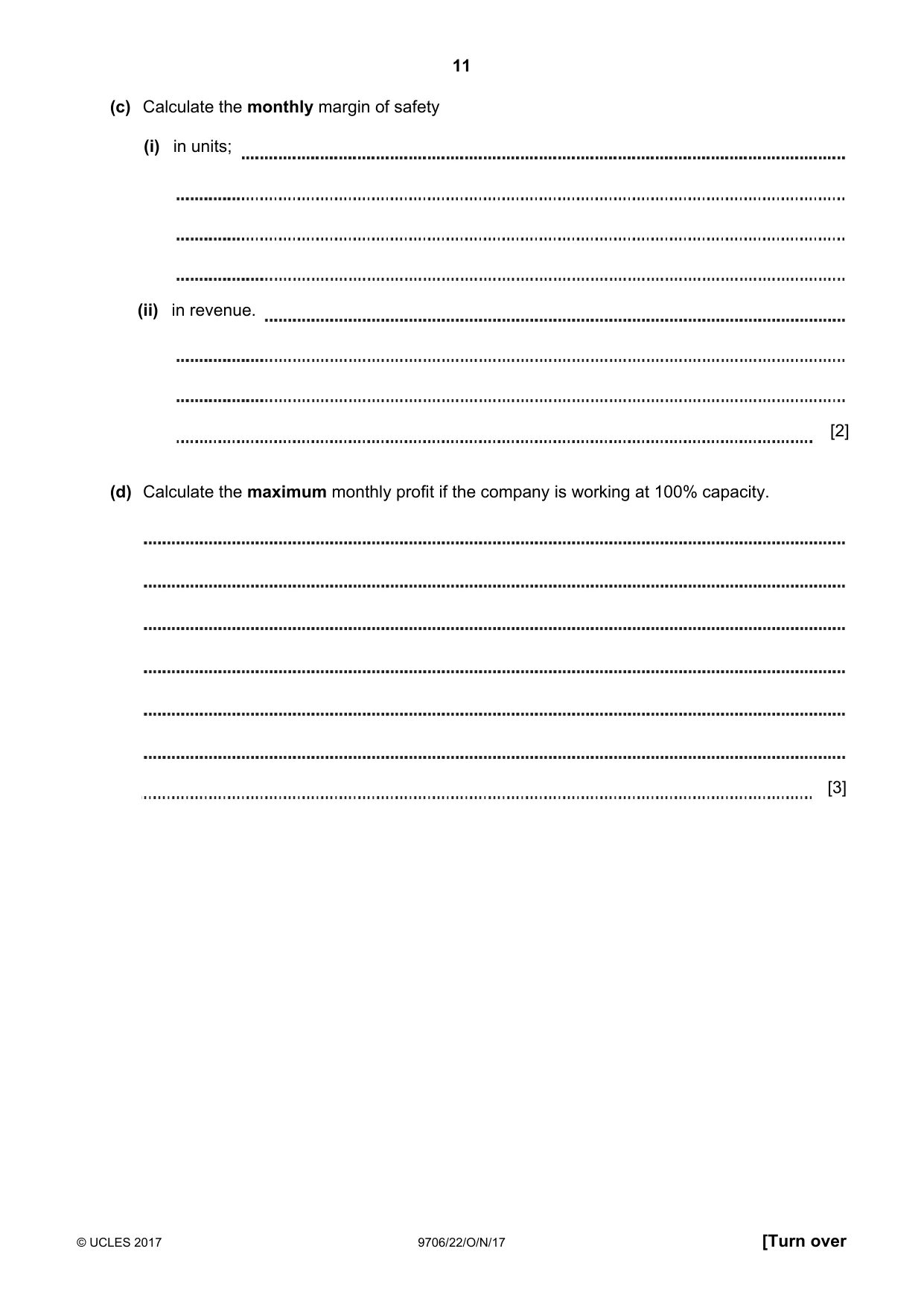 Cambridge A Level Accounting 9706 2017 Oct/Nov Paper 2 · Variant 2 question paper, page 11 of 16