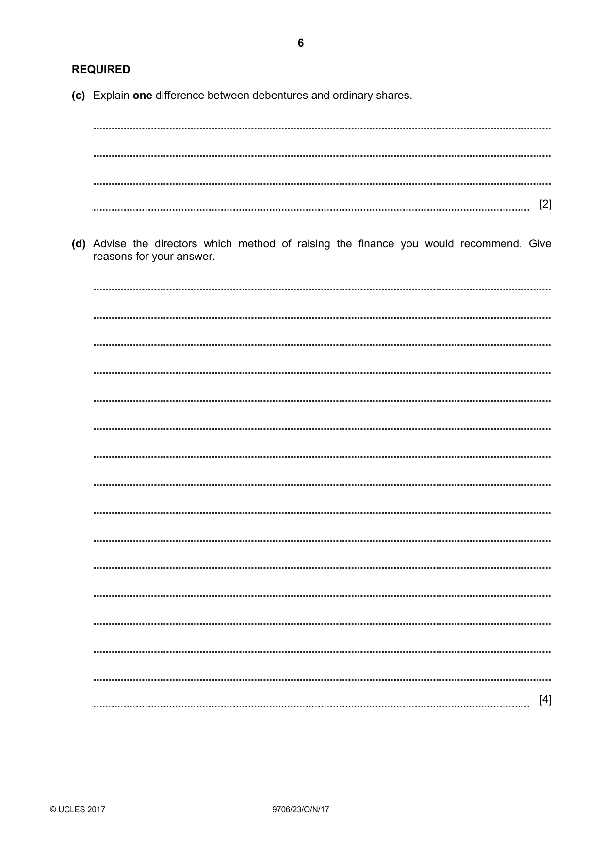 Cambridge A Level Accounting 9706 2017 Oct/Nov Paper 2 · Variant 3 question paper, page 6 of 20