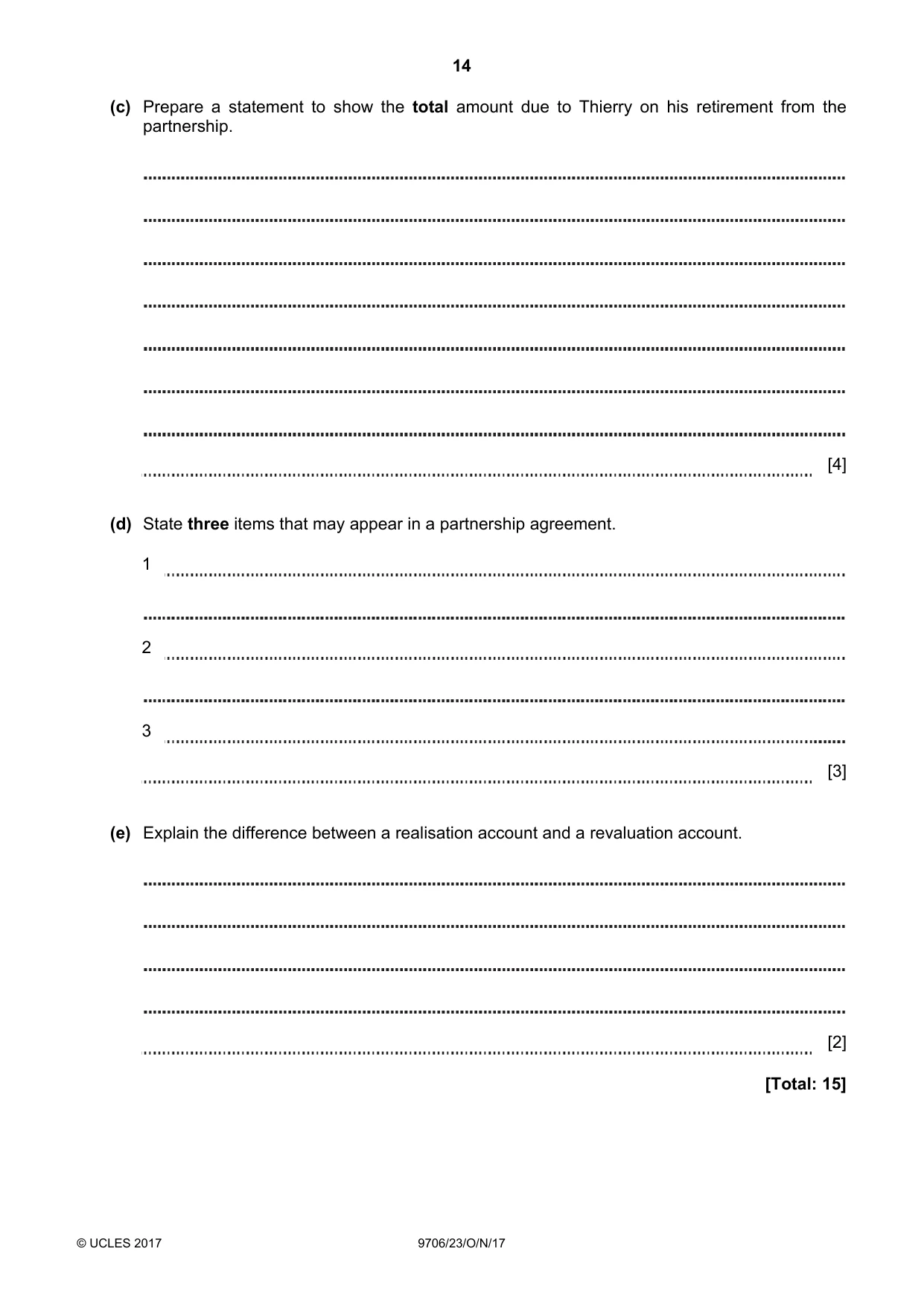 Cambridge A Level Accounting 9706 2017 Oct/Nov Paper 2 · Variant 3 question paper, page 14 of 20