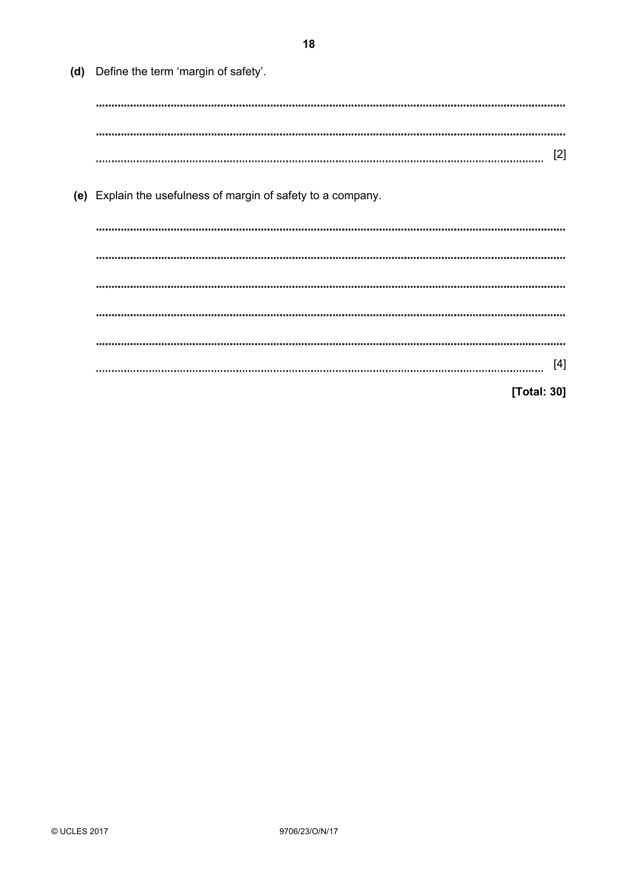 Cambridge A Level Accounting 9706 2017 Oct/Nov Paper 2 · Variant 3 question paper, page 18 of 20