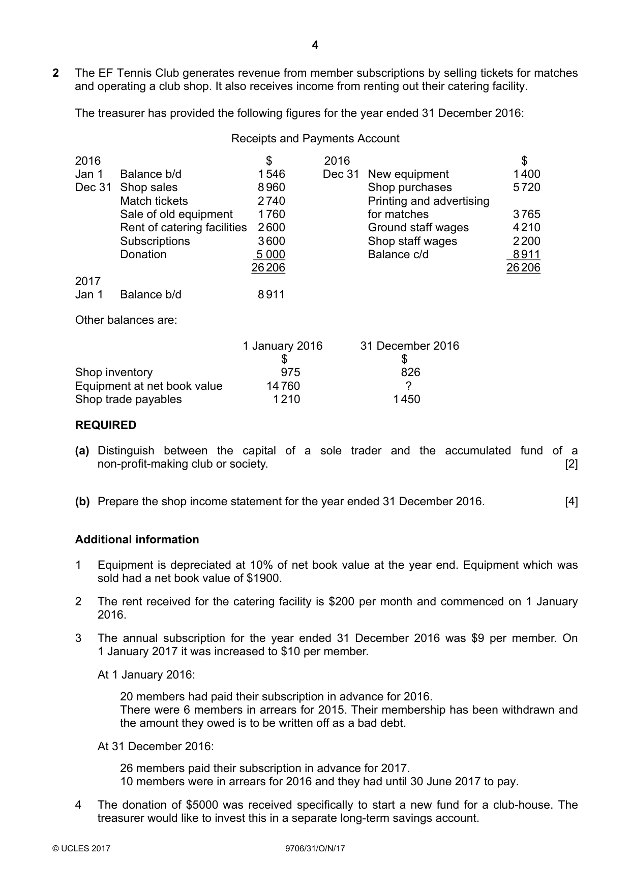 Cambridge A Level Accounting 9706 2017 Oct/Nov Paper 3 · Variant 1 question paper, page 4 of 12