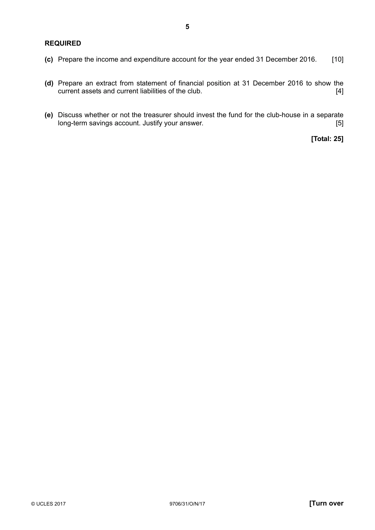 Cambridge A Level Accounting 9706 2017 Oct/Nov Paper 3 · Variant 1 question paper, page 5 of 12