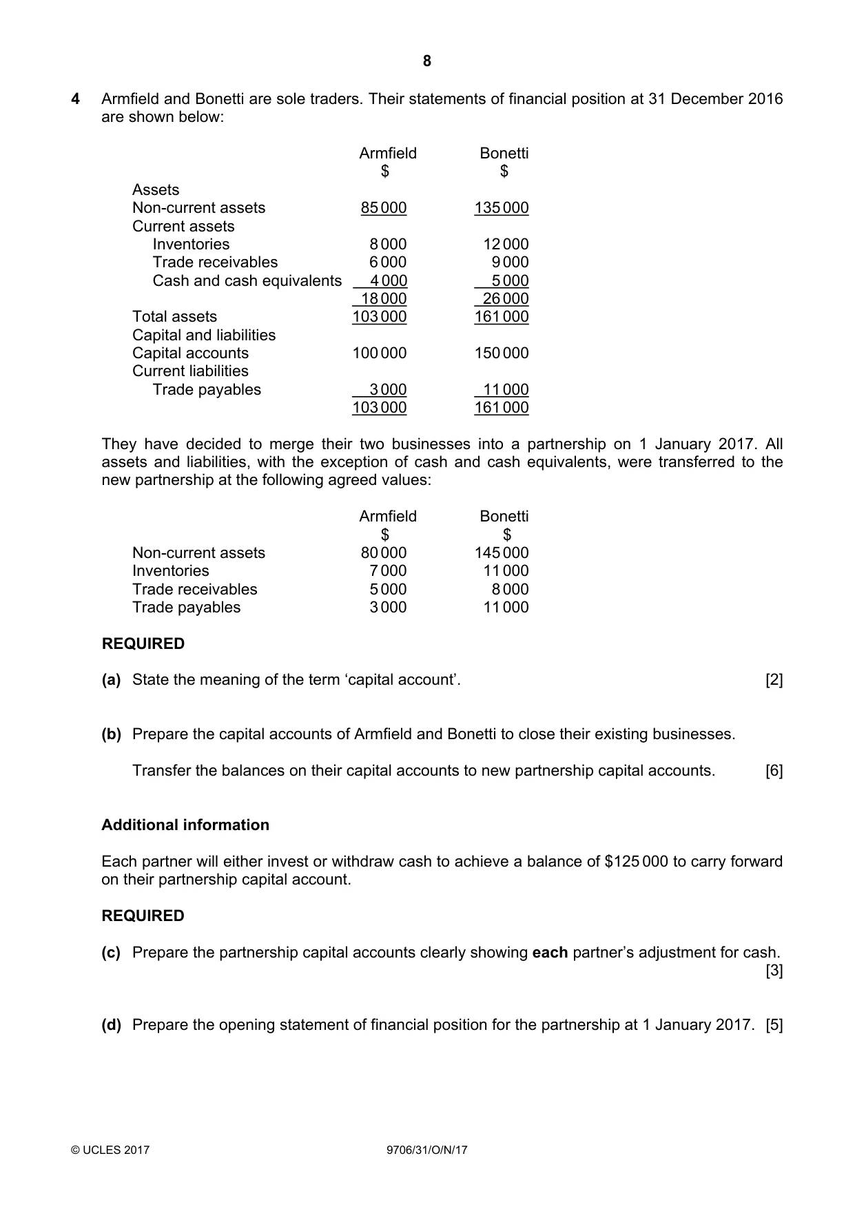 Cambridge A Level Accounting 9706 2017 Oct/Nov Paper 3 · Variant 1 question paper, page 8 of 12
