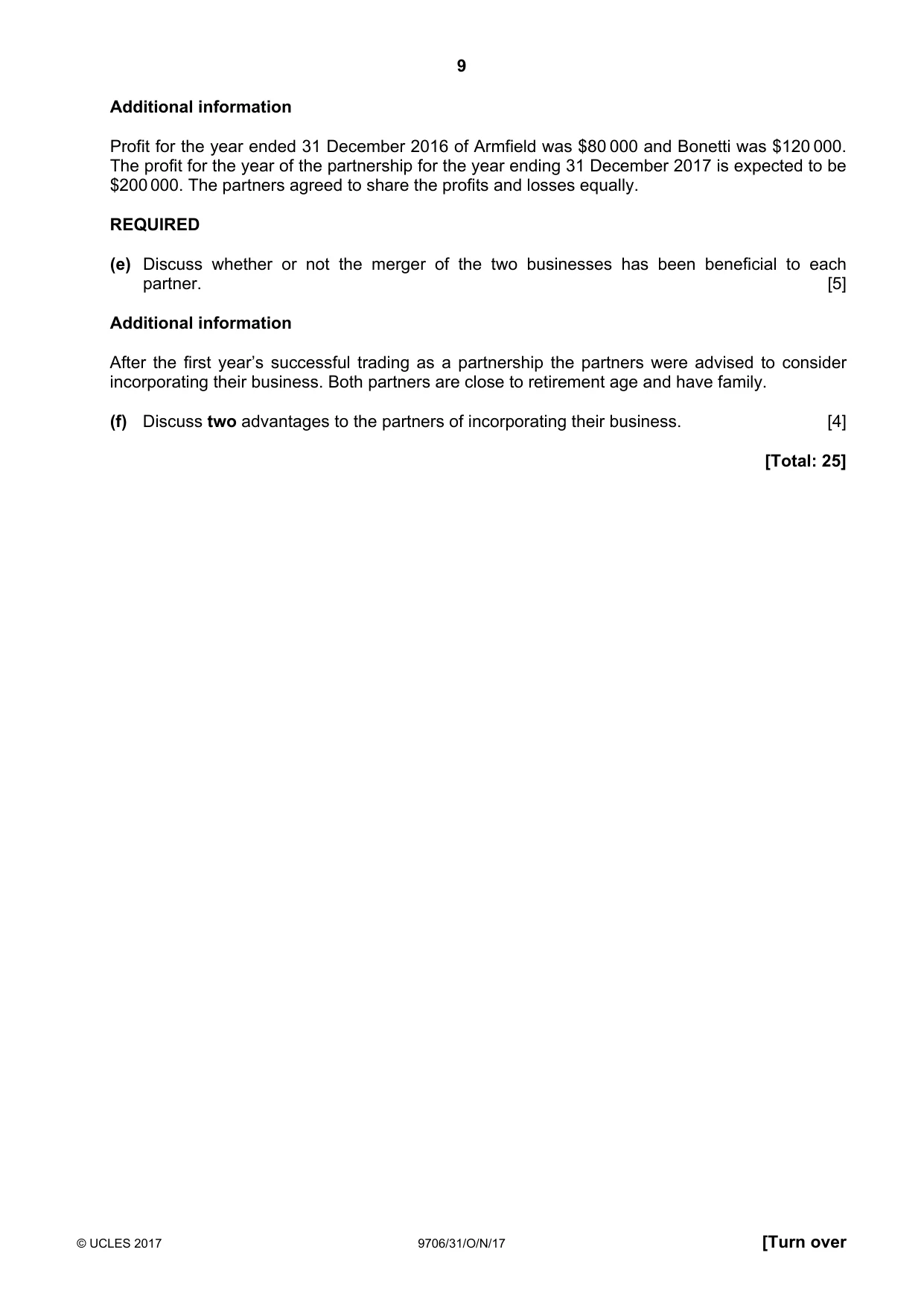 Cambridge A Level Accounting 9706 2017 Oct/Nov Paper 3 · Variant 1 question paper, page 9 of 12