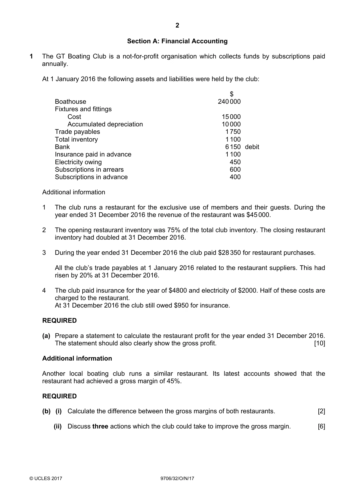 Cambridge A Level Accounting 9706 2017 Oct/Nov Paper 3 · Variant 2 question paper, page 2 of 12