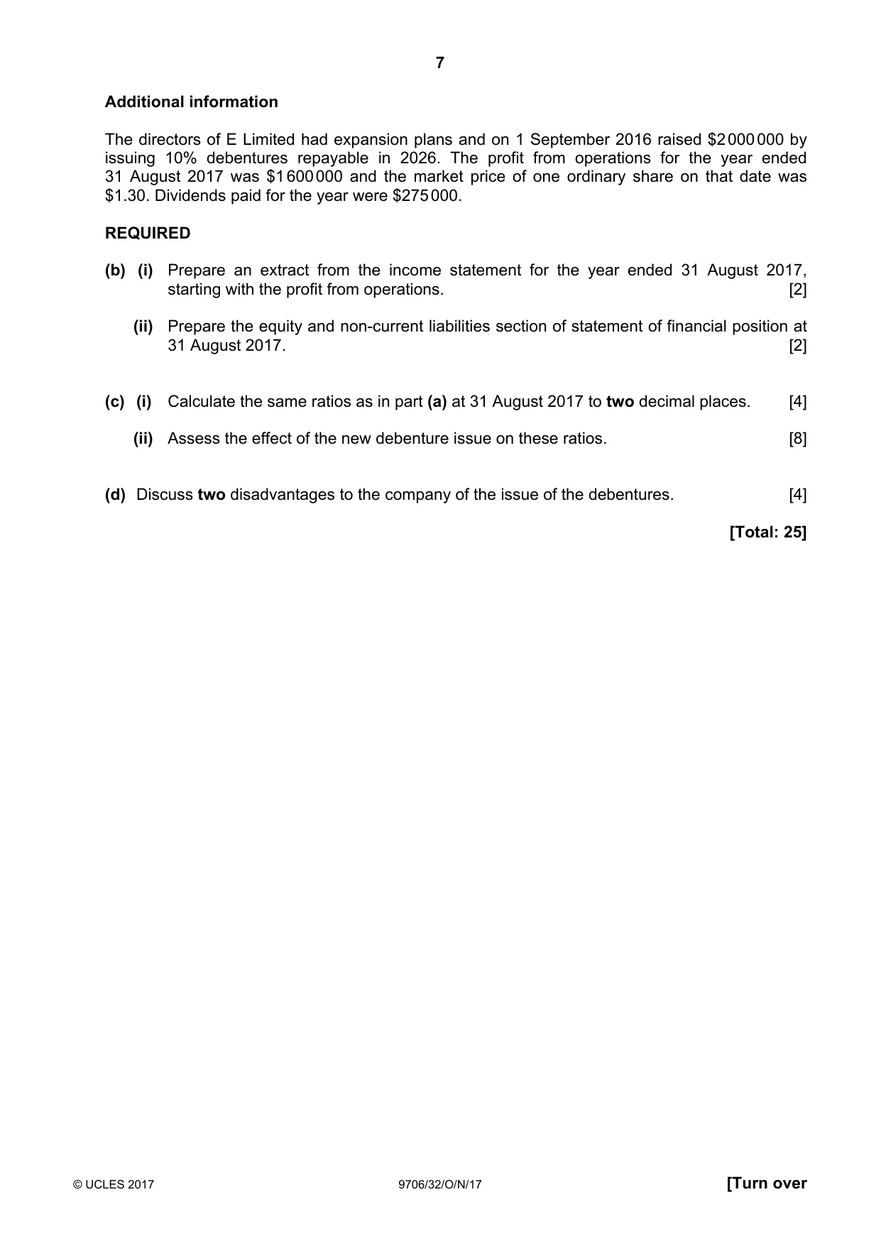 Cambridge A Level Accounting 9706 2017 Oct/Nov Paper 3 · Variant 2 question paper, page 7 of 12