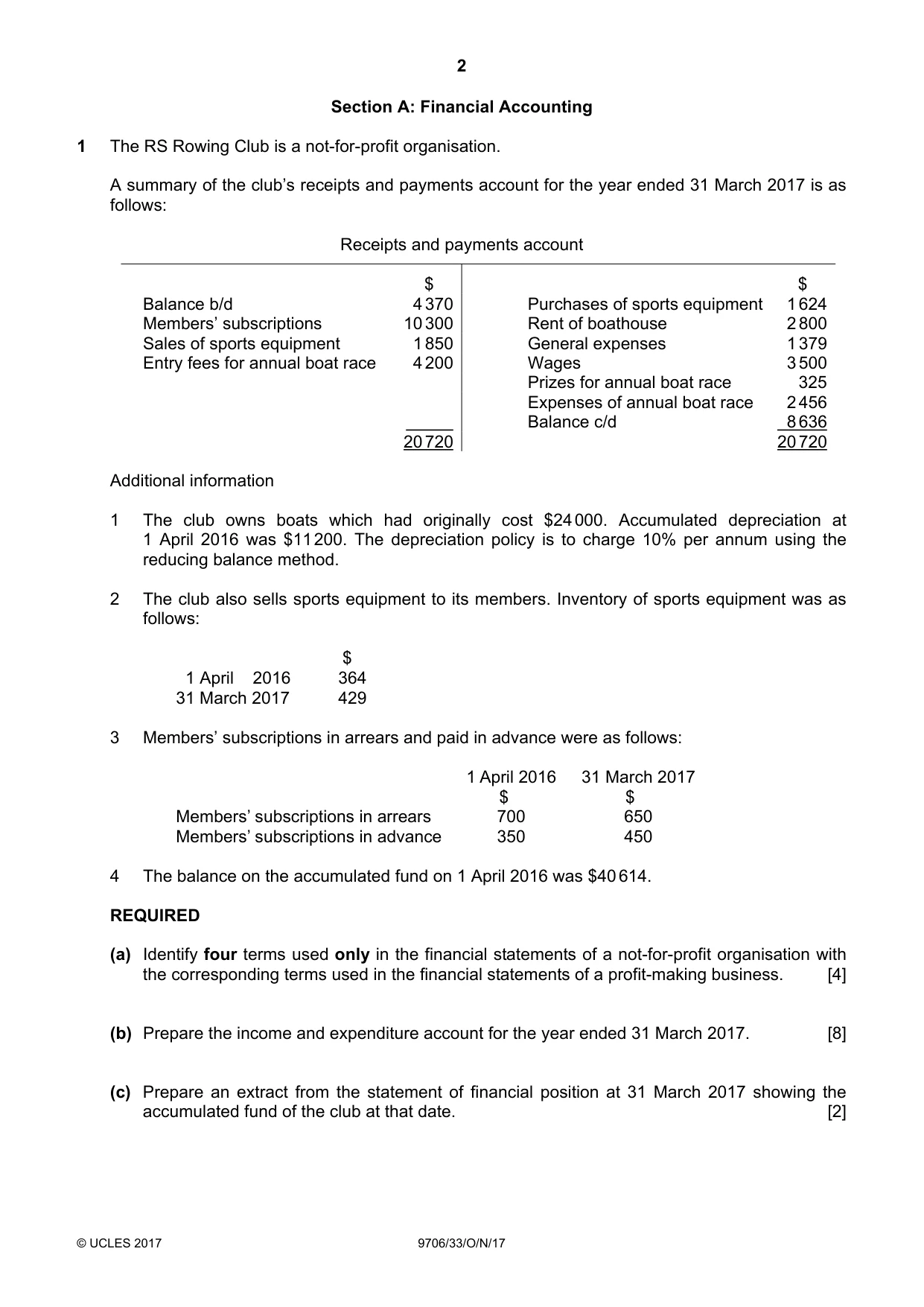 Cambridge A Level Accounting 9706 2017 Oct/Nov Paper 3 · Variant 3 question paper, page 2 of 12