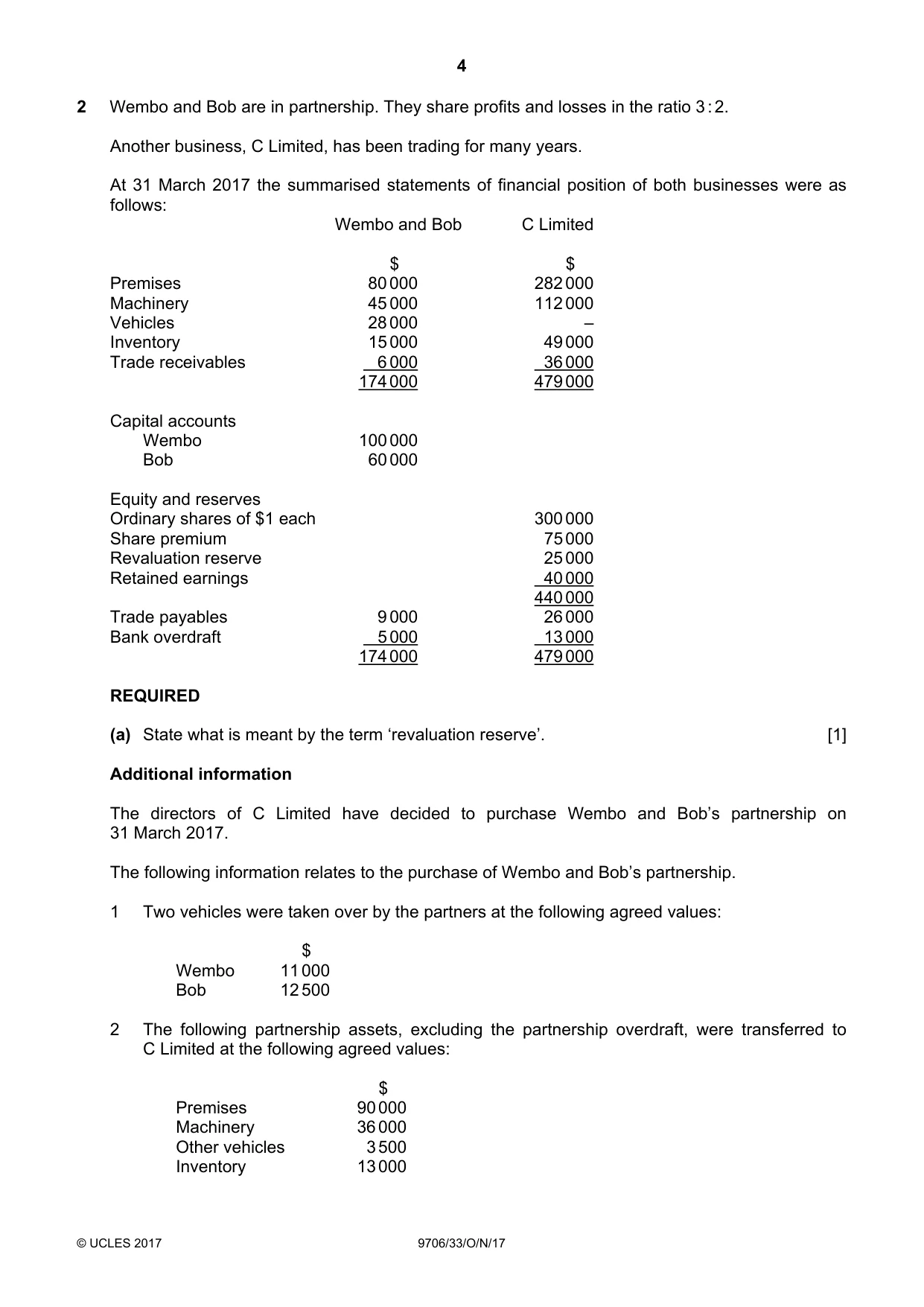 Cambridge A Level Accounting 9706 2017 Oct/Nov Paper 3 · Variant 3 question paper, page 4 of 12