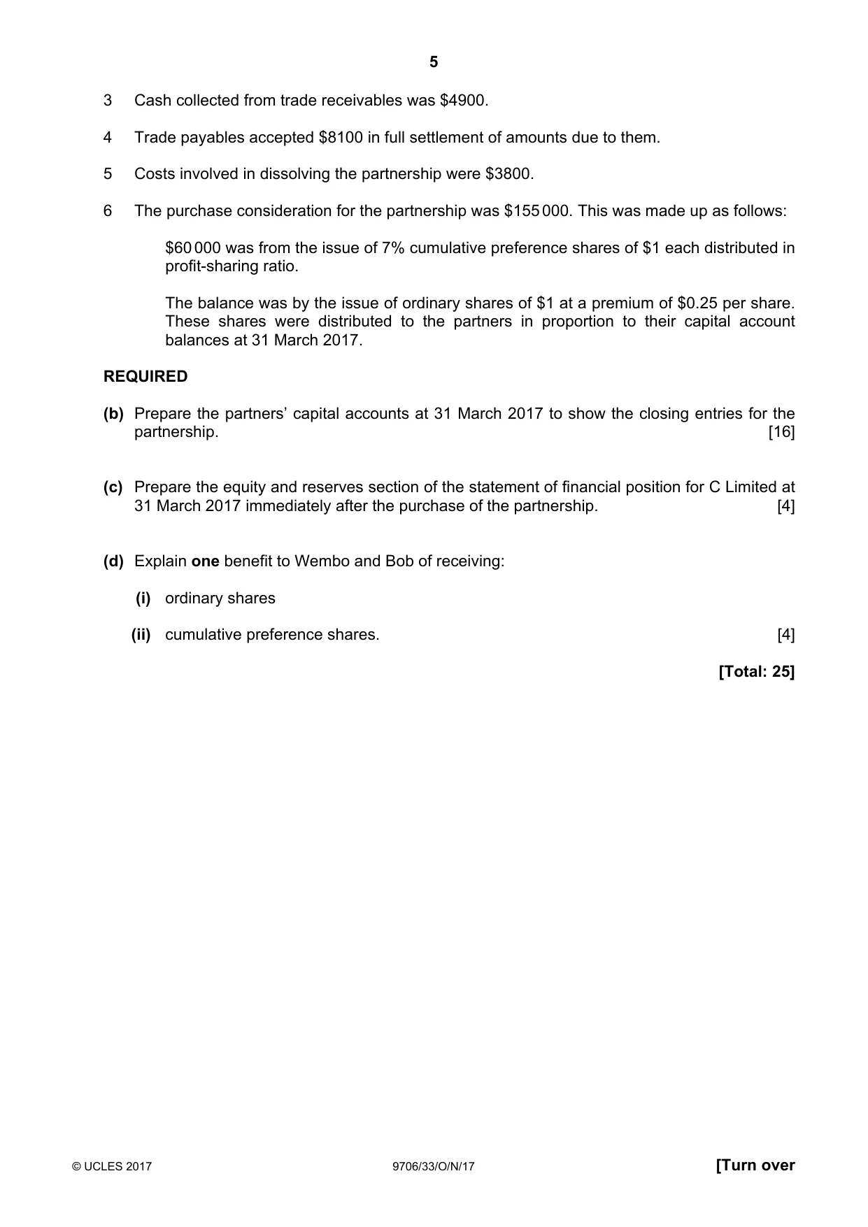 Cambridge A Level Accounting 9706 2017 Oct/Nov Paper 3 · Variant 3 question paper, page 5 of 12