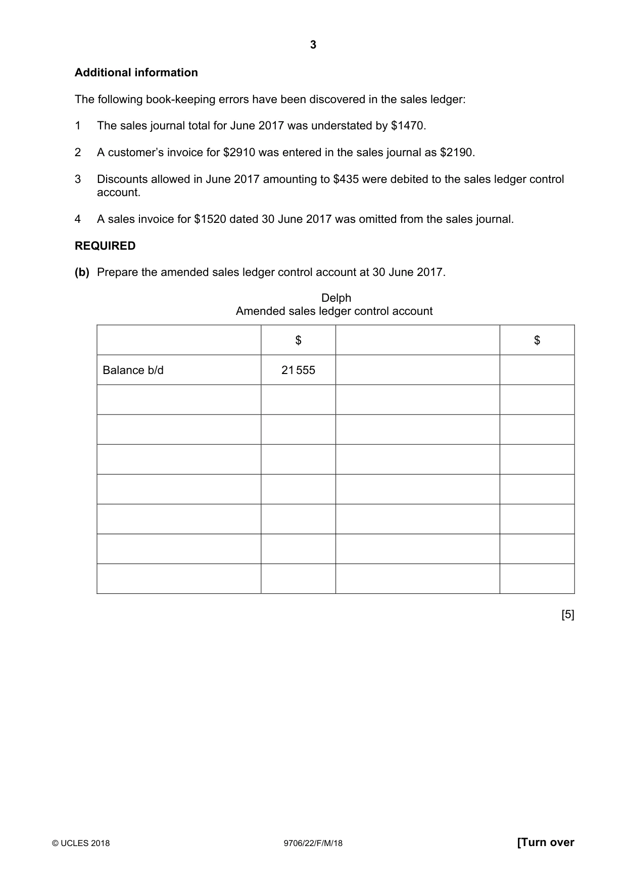Cambridge A Level Accounting 9706 2018 Feb/March Paper 2 · Variant 2 question paper, page 3 of 20