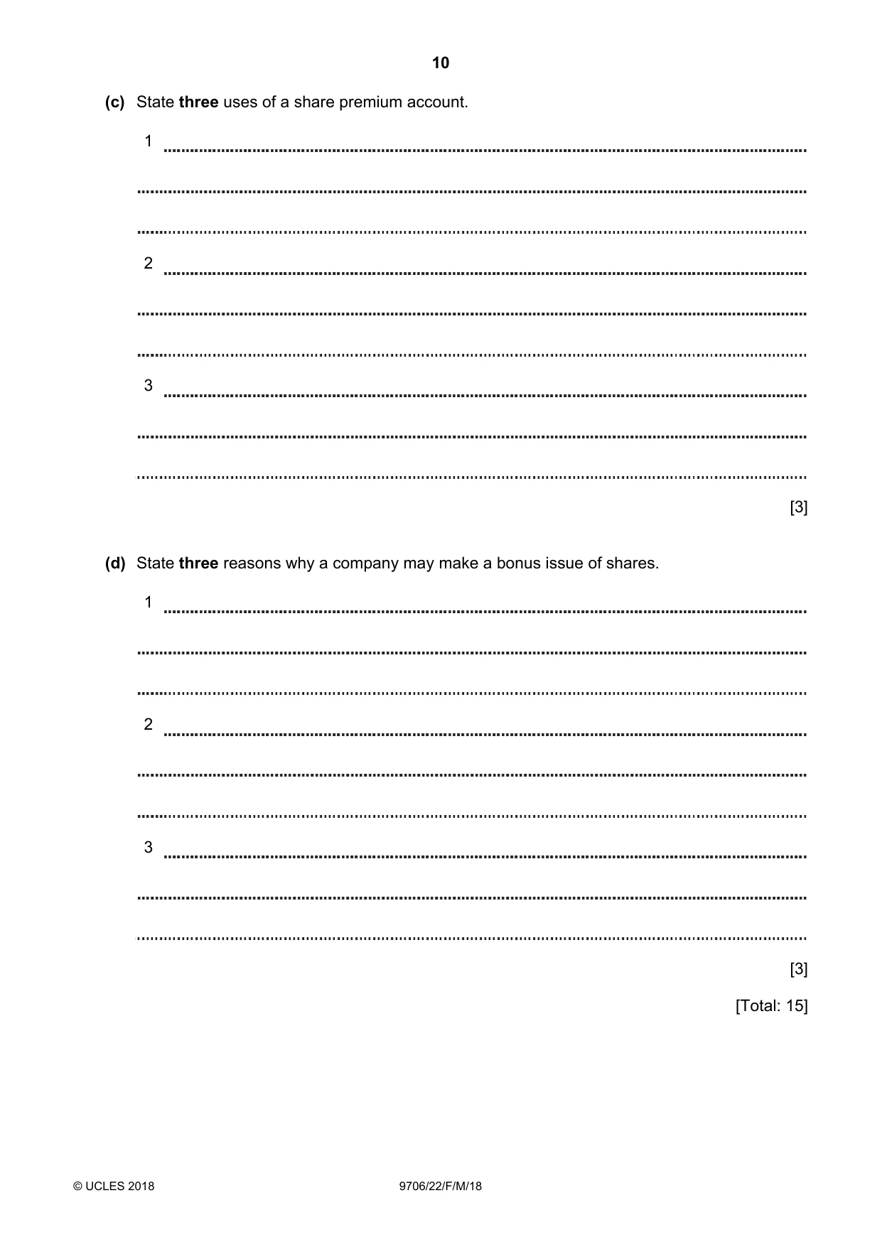 Cambridge A Level Accounting 9706 2018 Feb/March Paper 2 · Variant 2 question paper, page 10 of 20