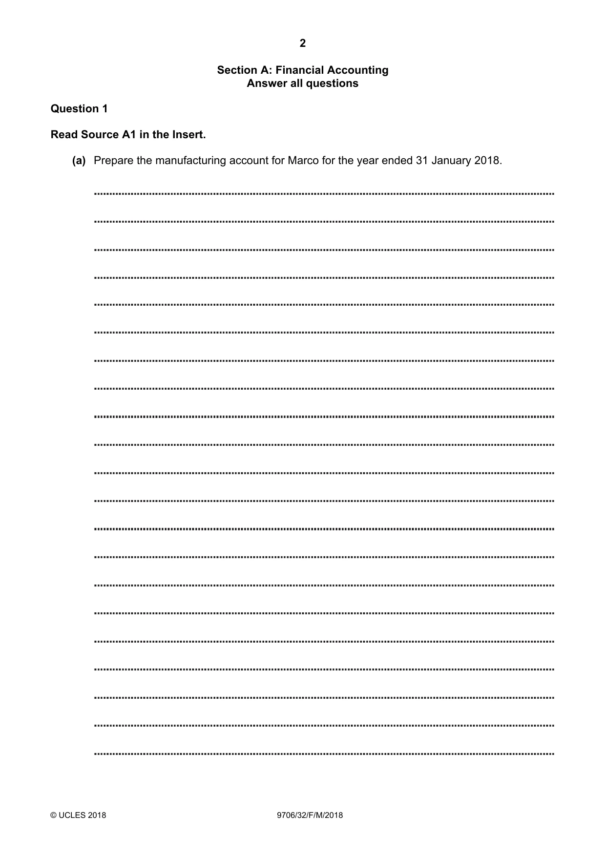 Cambridge A Level Accounting 9706 2018 Feb/March Paper 3 · Variant 2 question paper, page 2 of 24