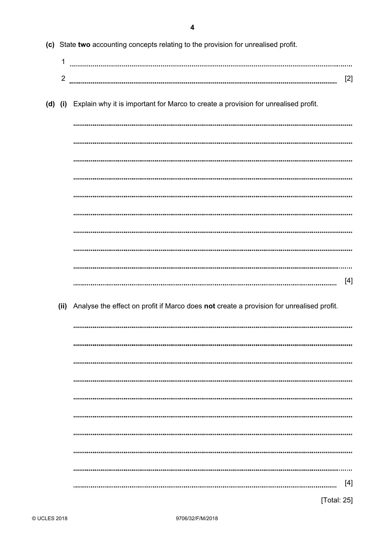 Cambridge A Level Accounting 9706 2018 Feb/March Paper 3 · Variant 2 question paper, page 4 of 24