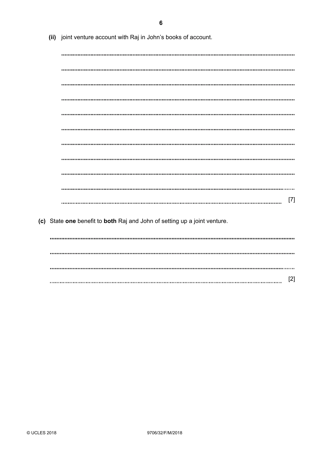 Cambridge A Level Accounting 9706 2018 Feb/March Paper 3 · Variant 2 question paper, page 6 of 24