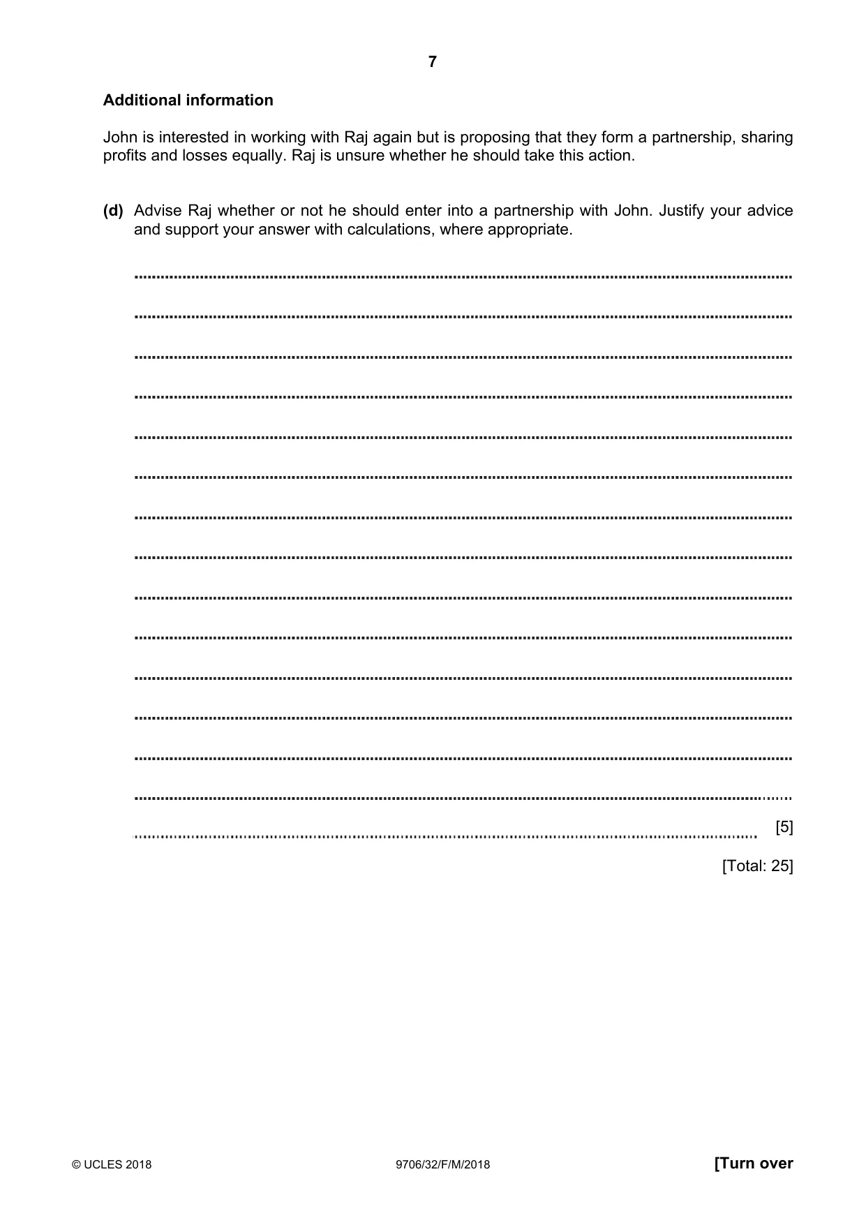Cambridge A Level Accounting 9706 2018 Feb/March Paper 3 · Variant 2 question paper, page 7 of 24
