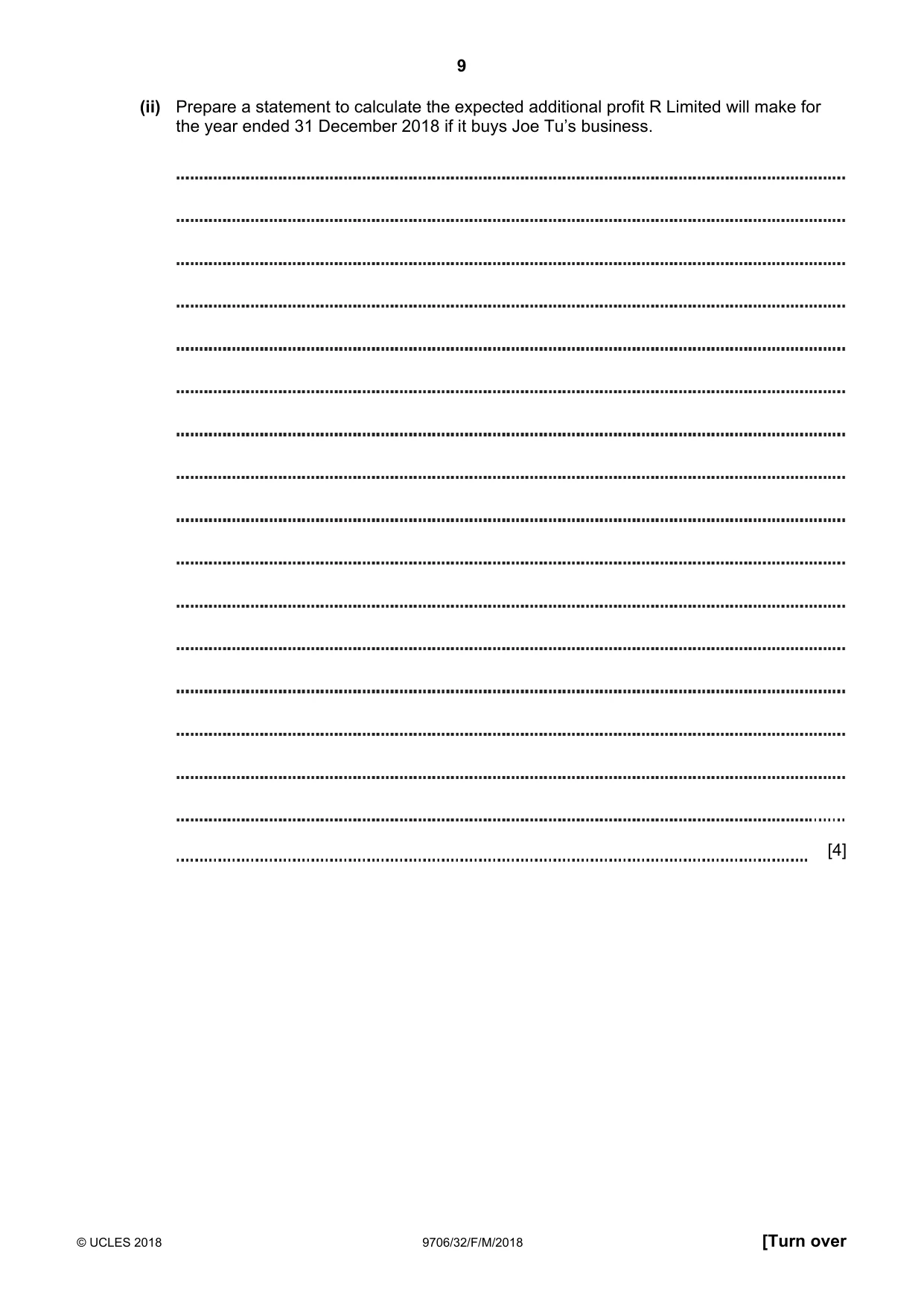 Cambridge A Level Accounting 9706 2018 Feb/March Paper 3 · Variant 2 question paper, page 9 of 24