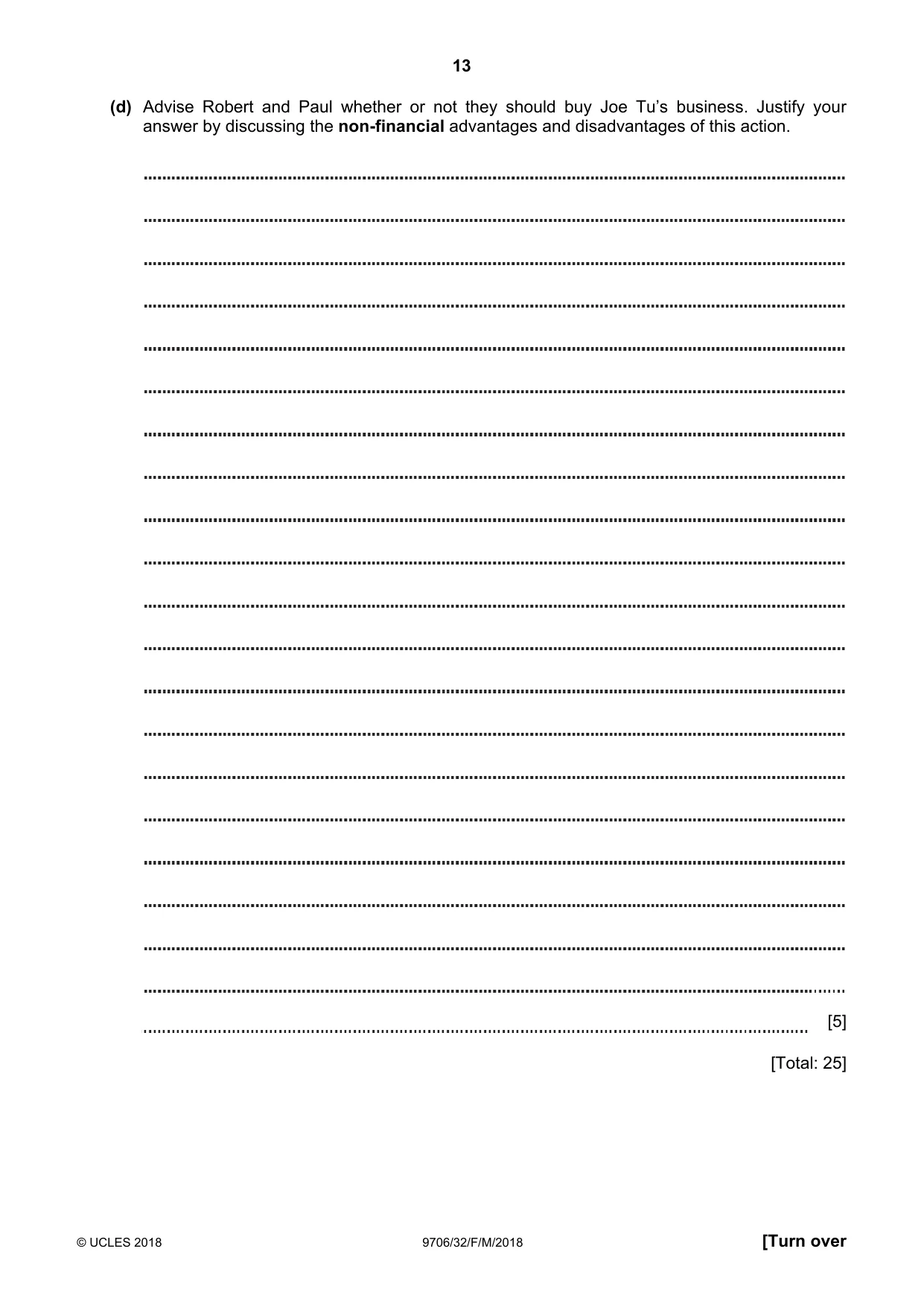 Cambridge A Level Accounting 9706 2018 Feb/March Paper 3 · Variant 2 question paper, page 13 of 24