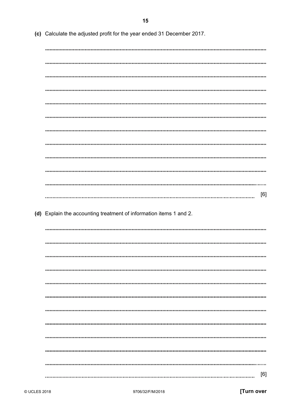 Cambridge A Level Accounting 9706 2018 Feb/March Paper 3 · Variant 2 question paper, page 15 of 24