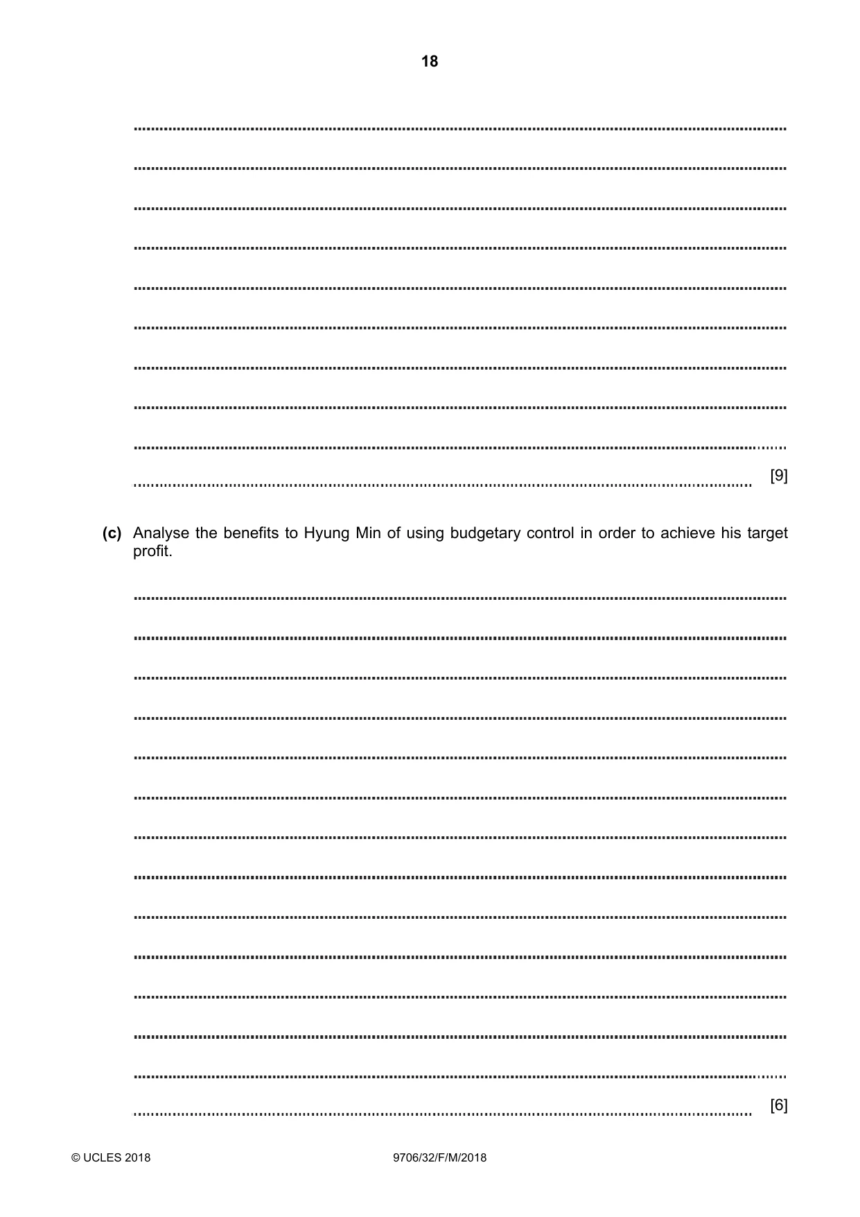 Cambridge A Level Accounting 9706 2018 Feb/March Paper 3 · Variant 2 question paper, page 18 of 24