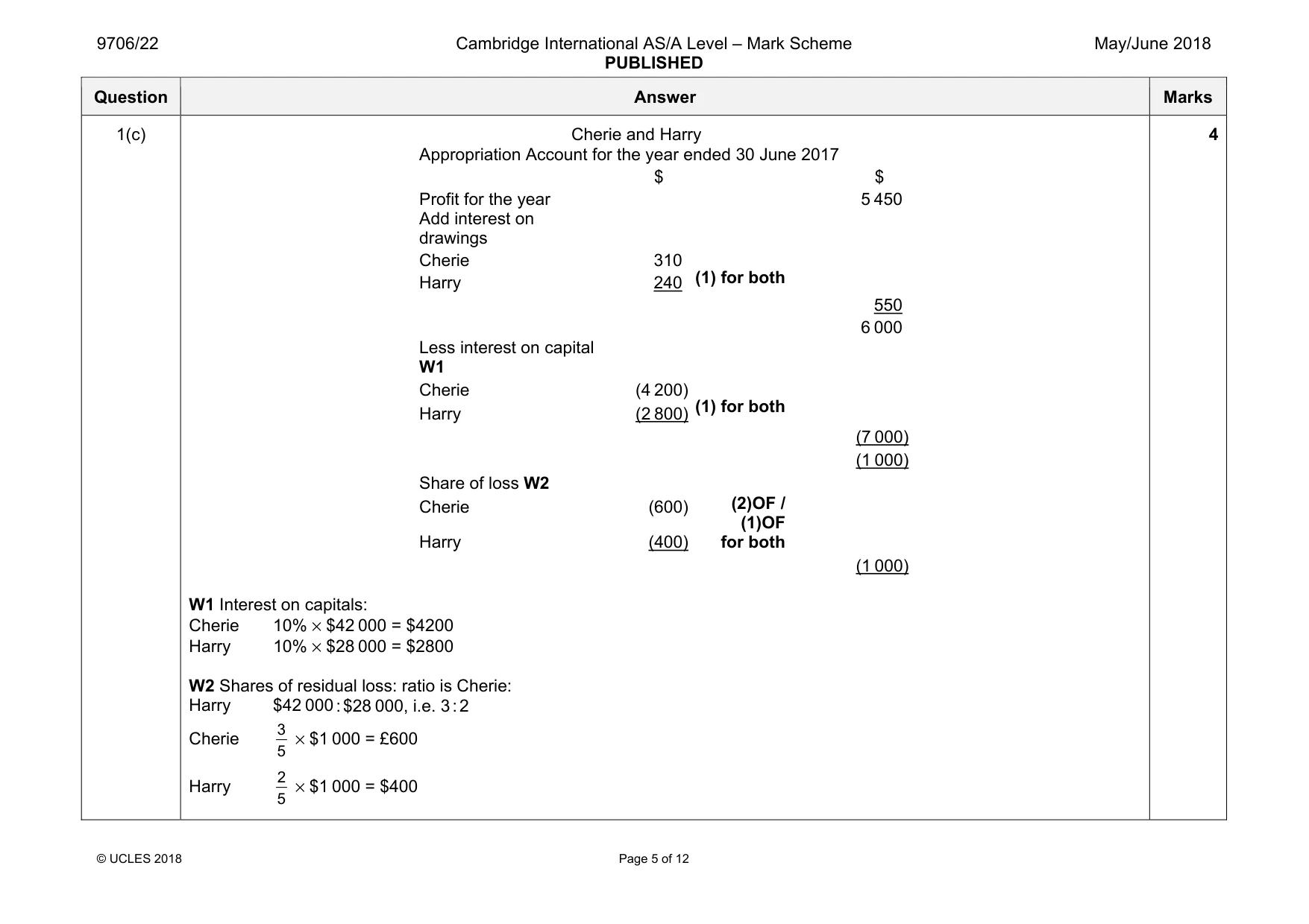 Mark scheme, page 5 of 12