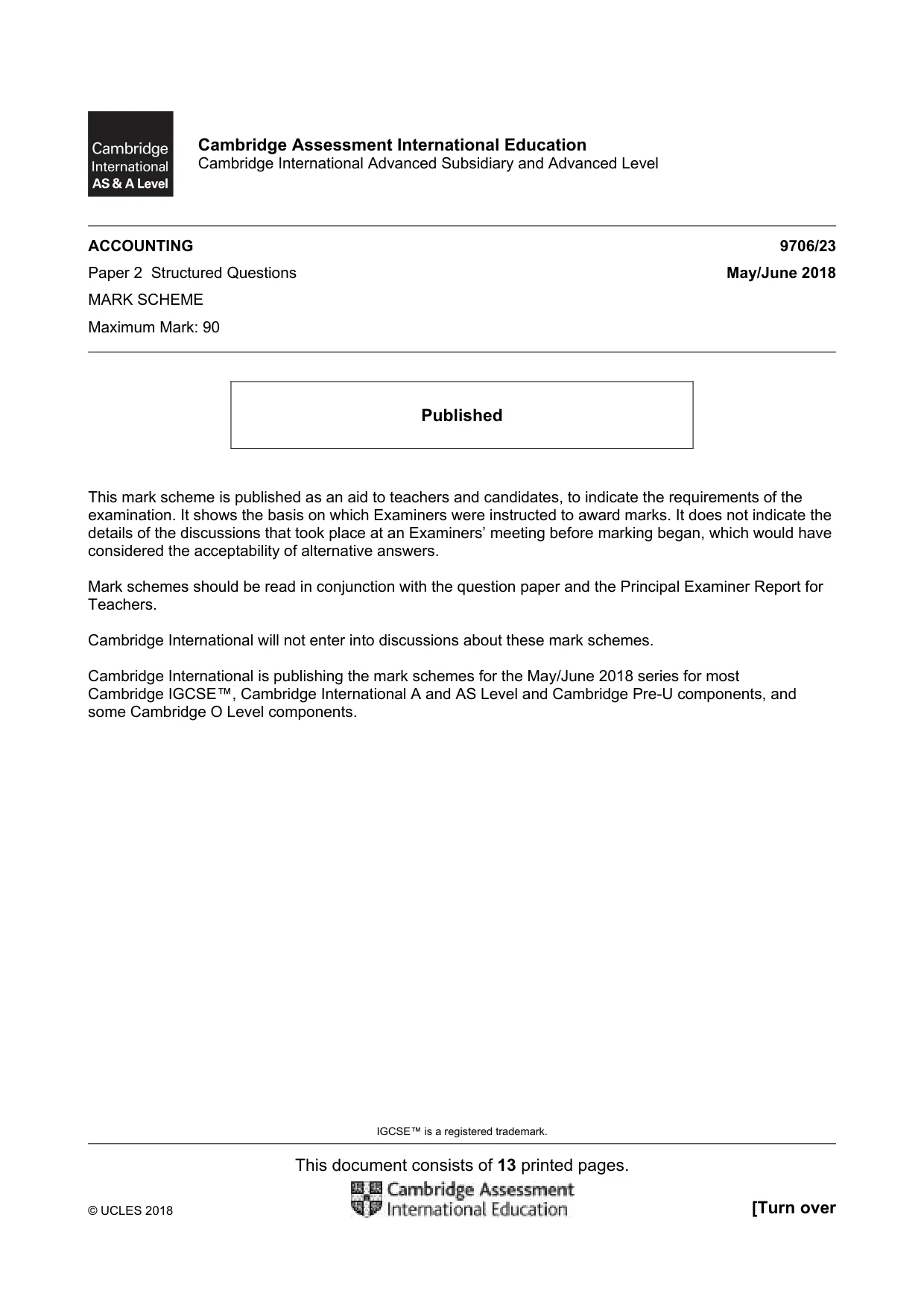 Mark scheme, page 1 of 13