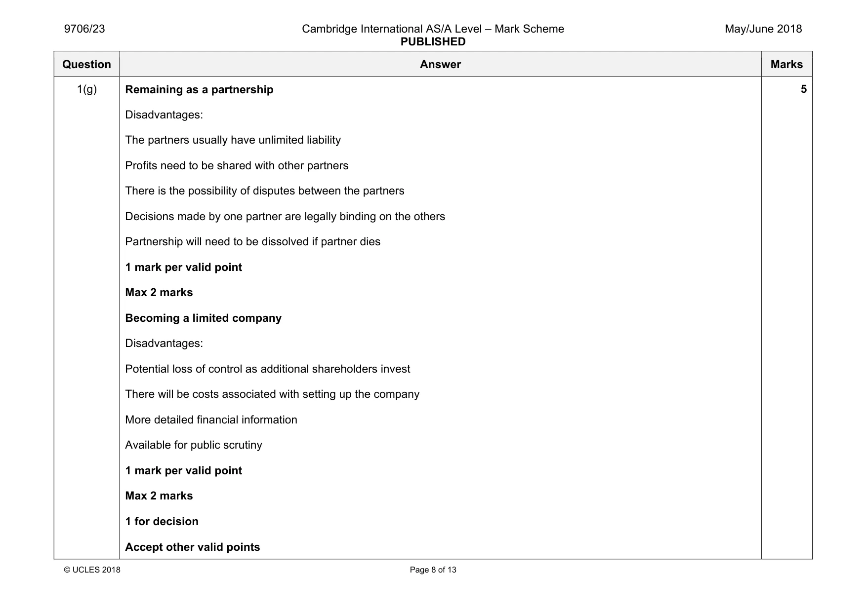 Mark scheme, page 8 of 13