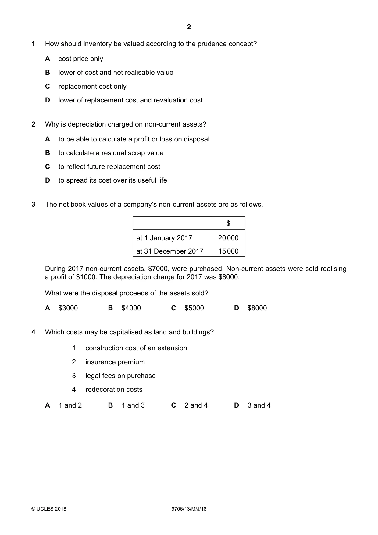 Cambridge A Level Accounting 9706 2018 May/June Paper 1 · Variant 3 question paper, page 2 of 12