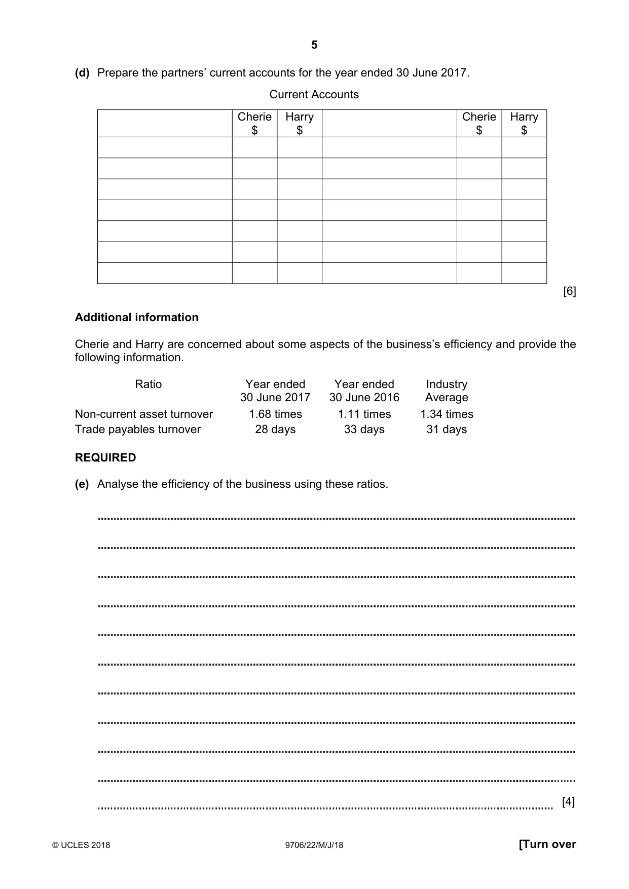 Cambridge A Level Accounting 9706 2018 May/June Paper 2 · Variant 2 question paper, page 5 of 16
