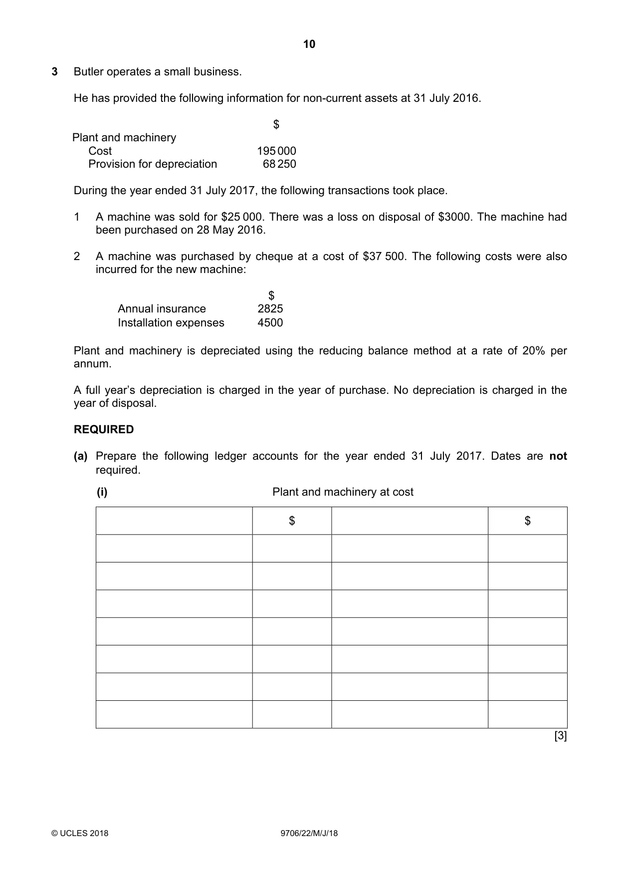 Cambridge A Level Accounting 9706 2018 May/June Paper 2 · Variant 2 question paper, page 10 of 16