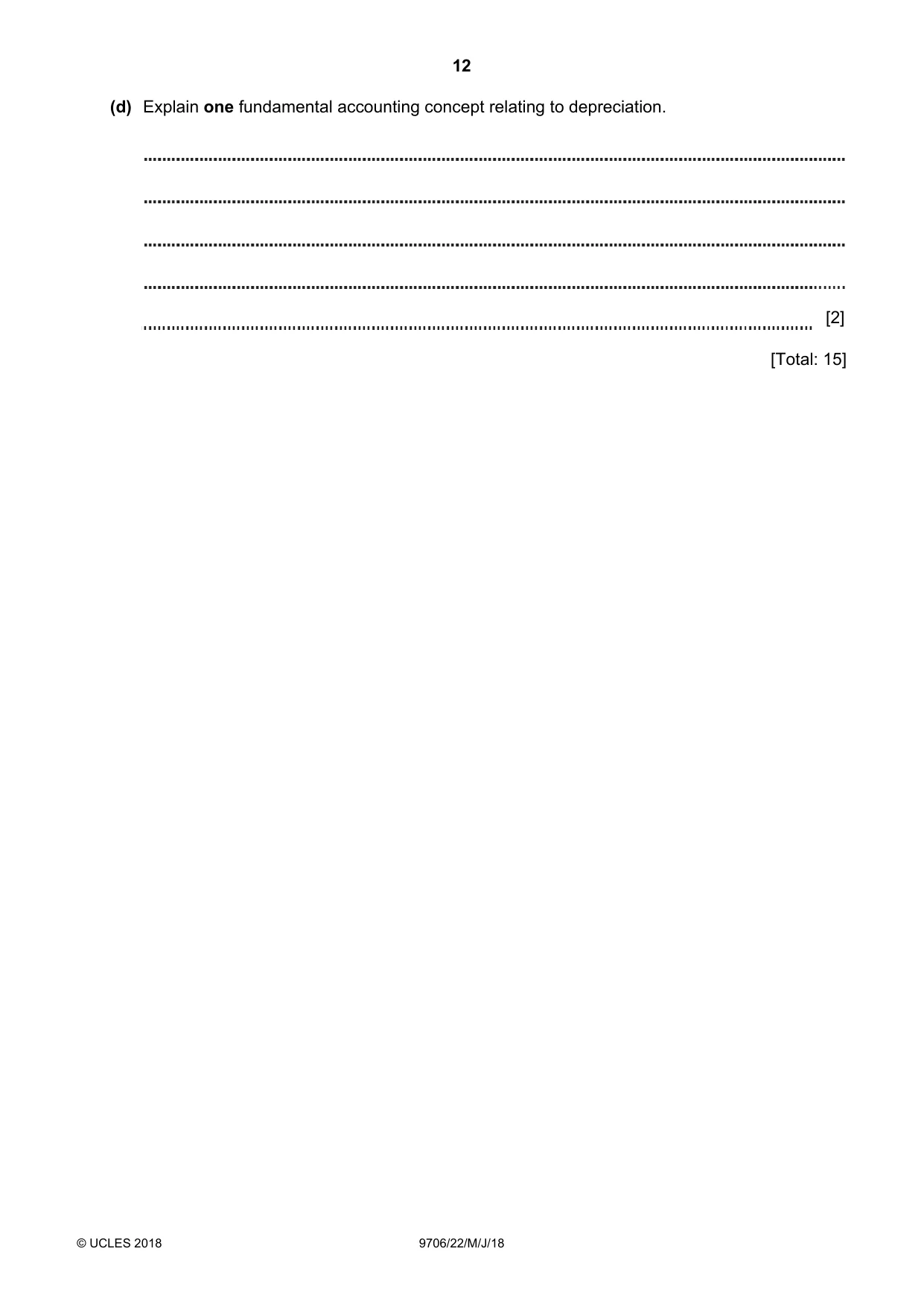 Cambridge A Level Accounting 9706 2018 May/June Paper 2 · Variant 2 question paper, page 12 of 16