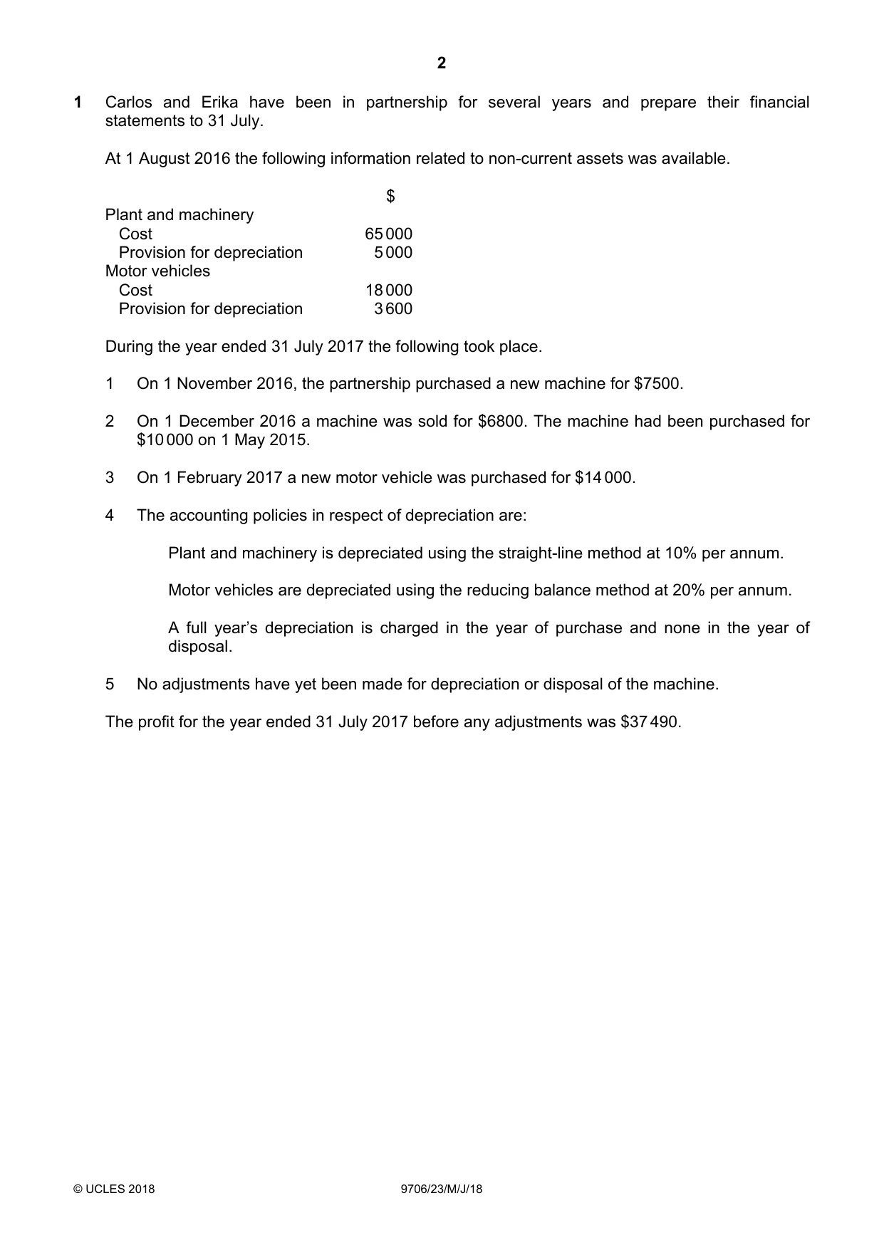 Cambridge A Level Accounting 9706 2018 May/June Paper 2 · Variant 3 question paper, page 2 of 20