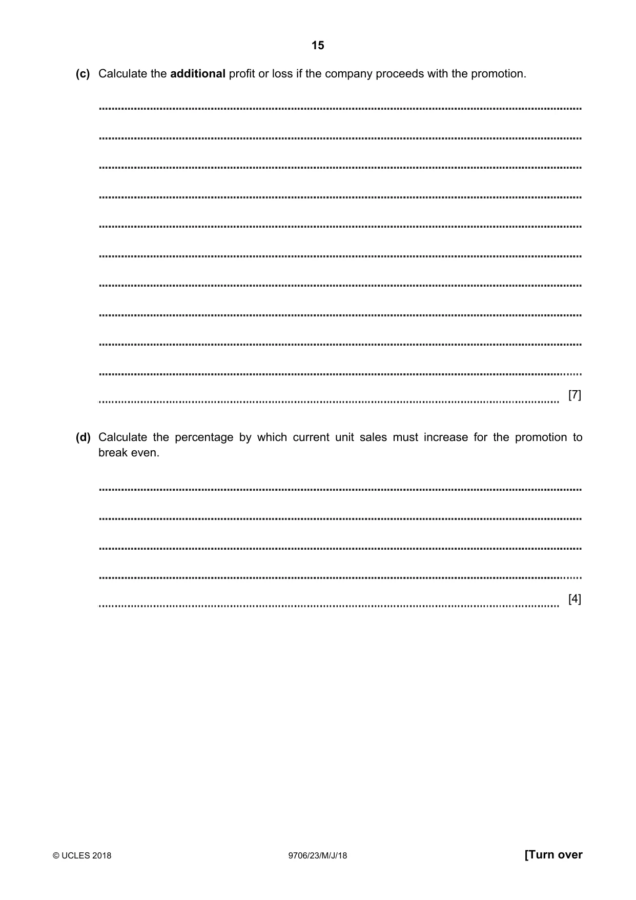Cambridge A Level Accounting 9706 2018 May/June Paper 2 · Variant 3 question paper, page 15 of 20