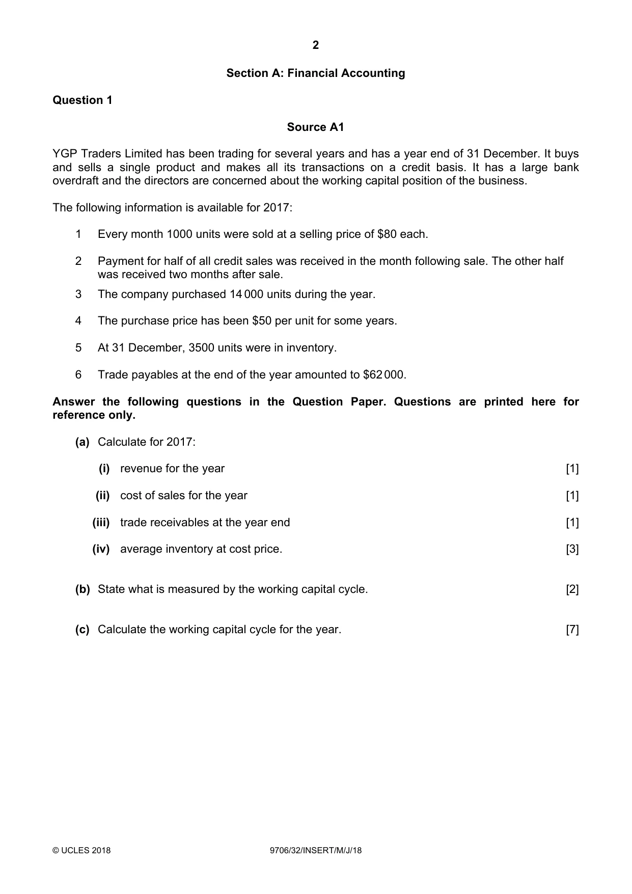 Cambridge A Level Accounting 9706 2018 May/June Paper 3 · Variant 2 question paper, page 2 of 12