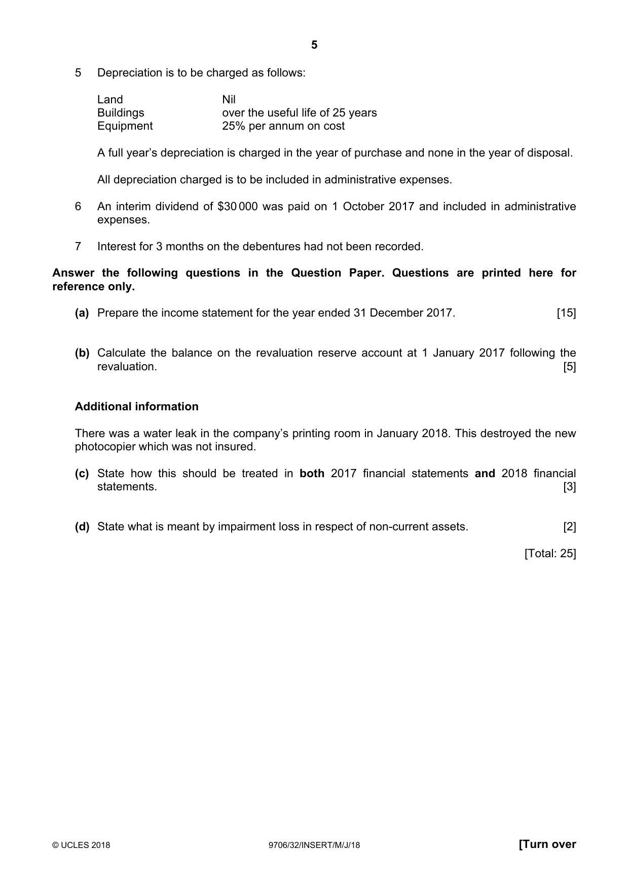 Cambridge A Level Accounting 9706 2018 May/June Paper 3 · Variant 2 question paper, page 5 of 12