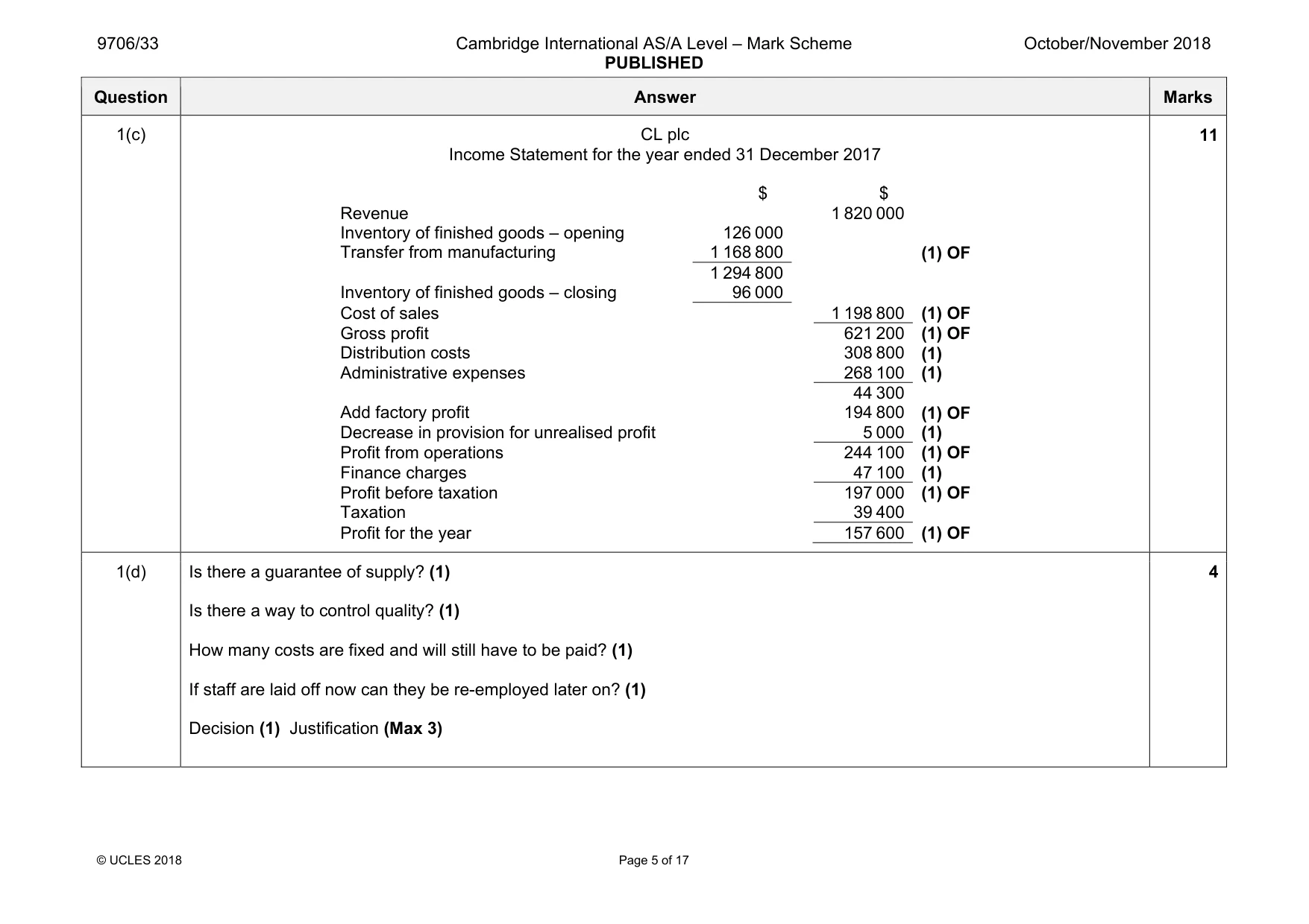 Mark scheme, page 5 of 17