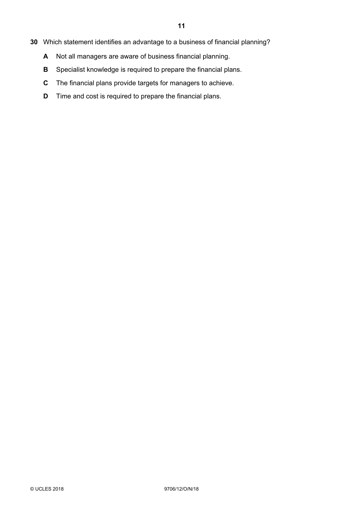 Cambridge A Level Accounting 9706 2018 Oct/Nov Paper 1 · Variant 2 question paper, page 11 of 12