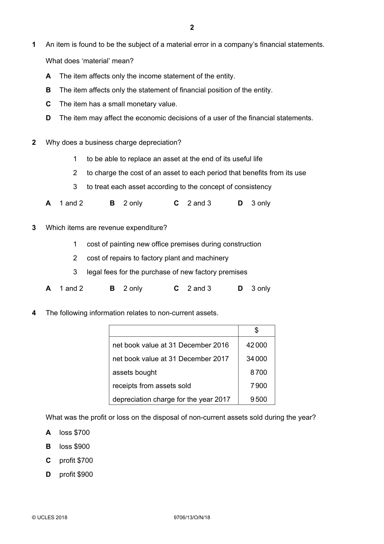 Cambridge A Level Accounting 9706 2018 Oct/Nov Paper 1 · Variant 3 question paper, page 2 of 12