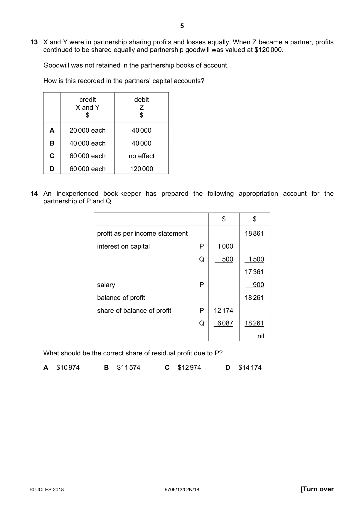 Cambridge A Level Accounting 9706 2018 Oct/Nov Paper 1 · Variant 3 question paper, page 5 of 12