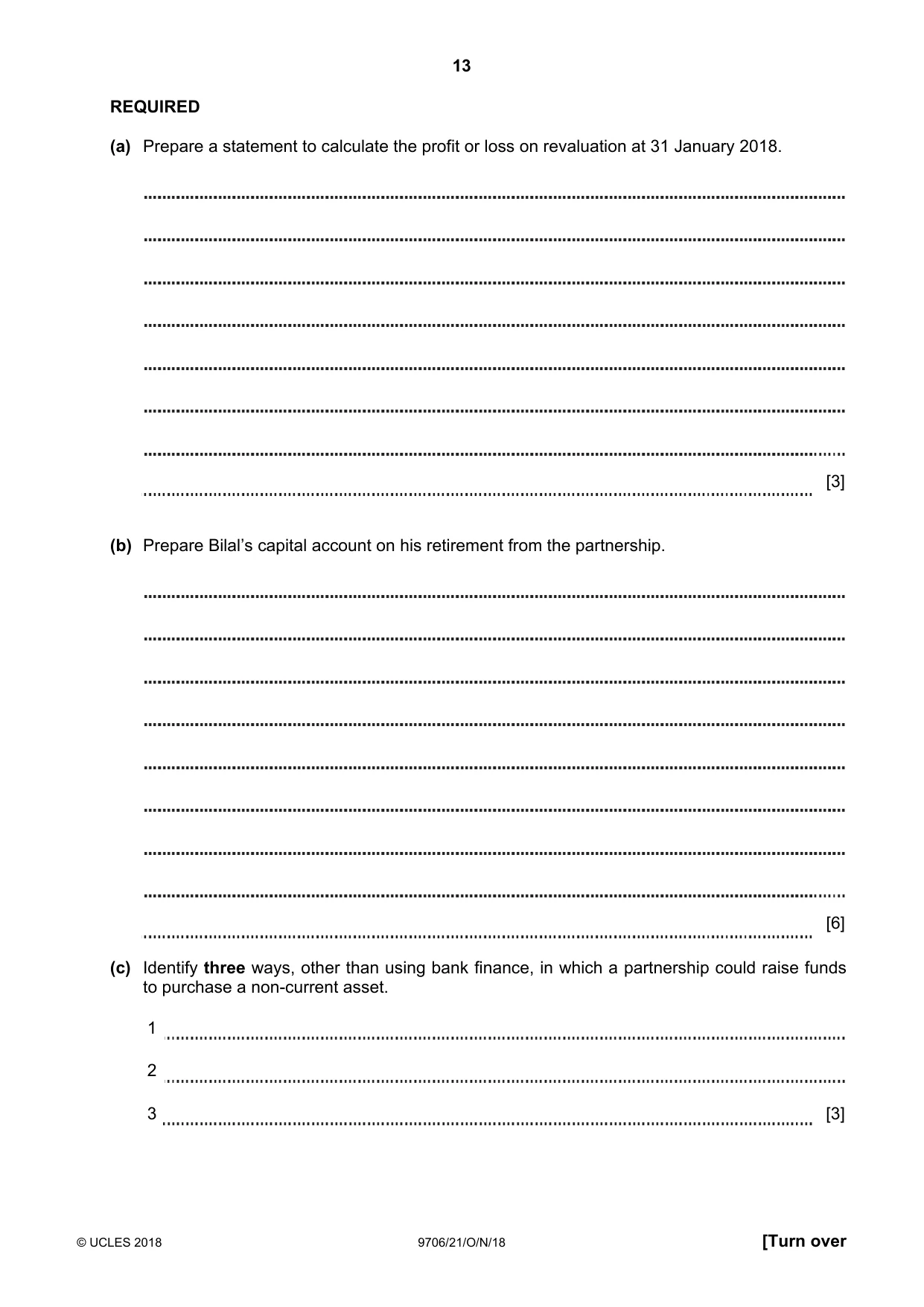 Cambridge A Level Accounting 9706 2018 Oct/Nov Paper 2 · Variant 1 question paper, page 13 of 20
