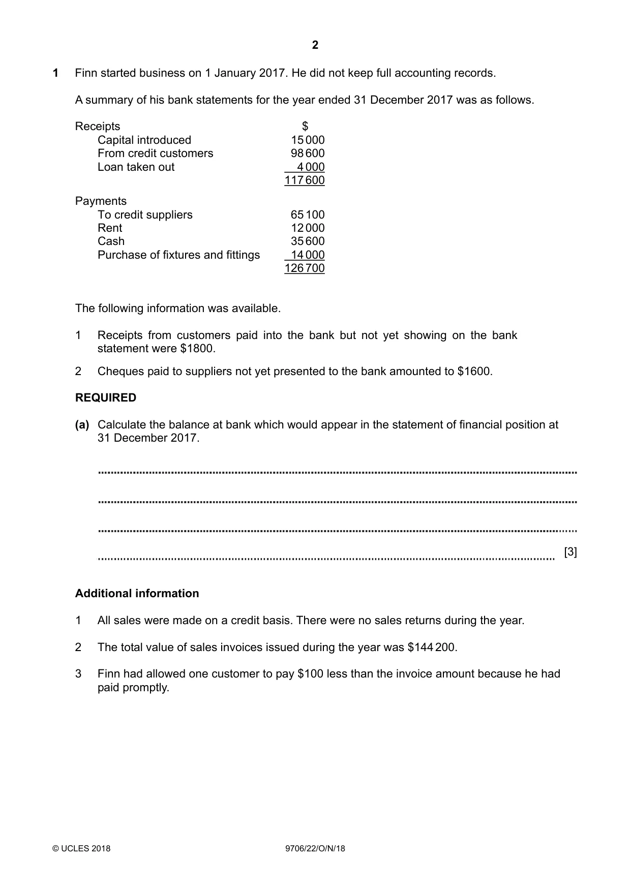 Cambridge A Level Accounting 9706 2018 Oct/Nov Paper 2 · Variant 2 question paper, page 2 of 20