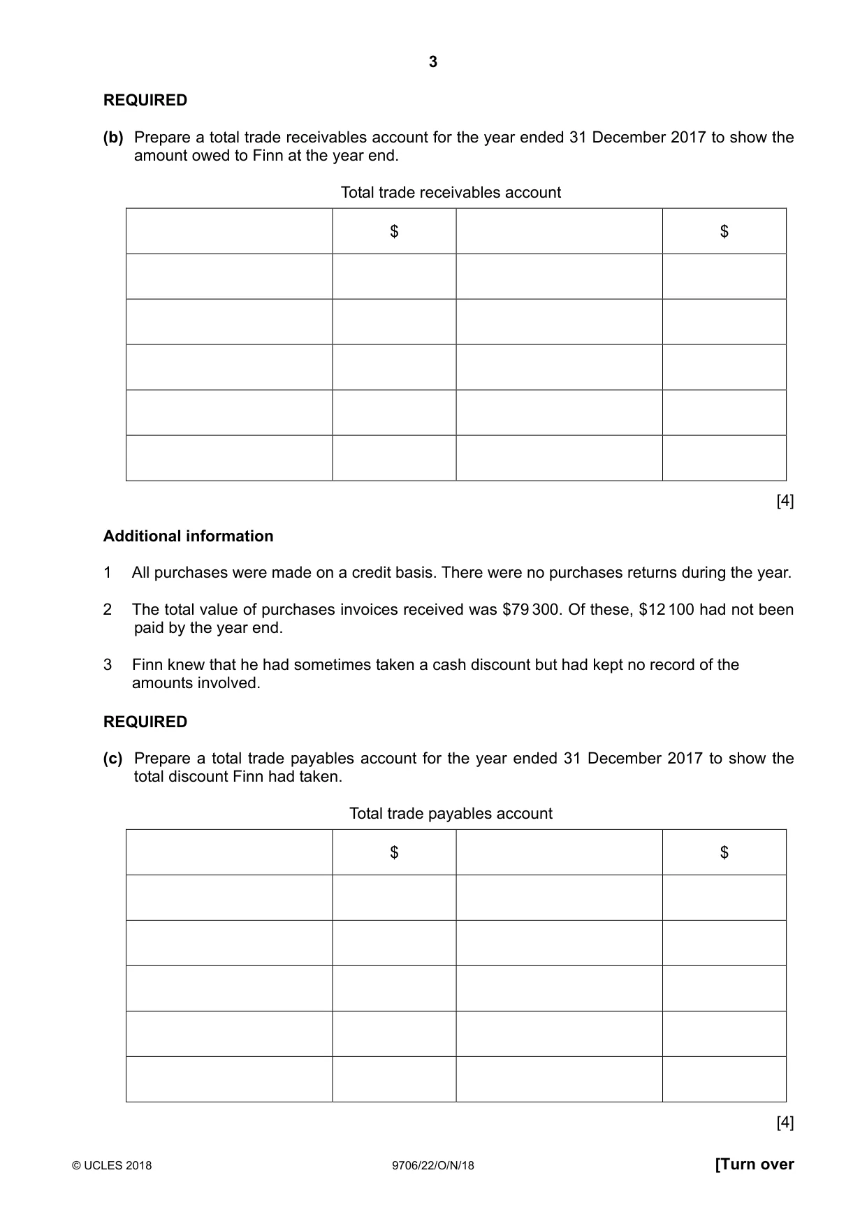 Cambridge A Level Accounting 9706 2018 Oct/Nov Paper 2 · Variant 2 question paper, page 3 of 20